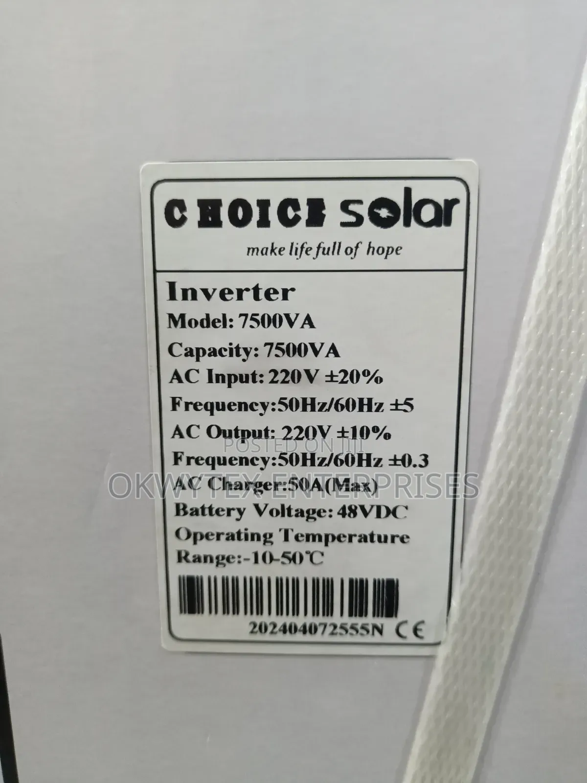 7.5kva 48V Choice Solar Inverter Pure Sine Wave