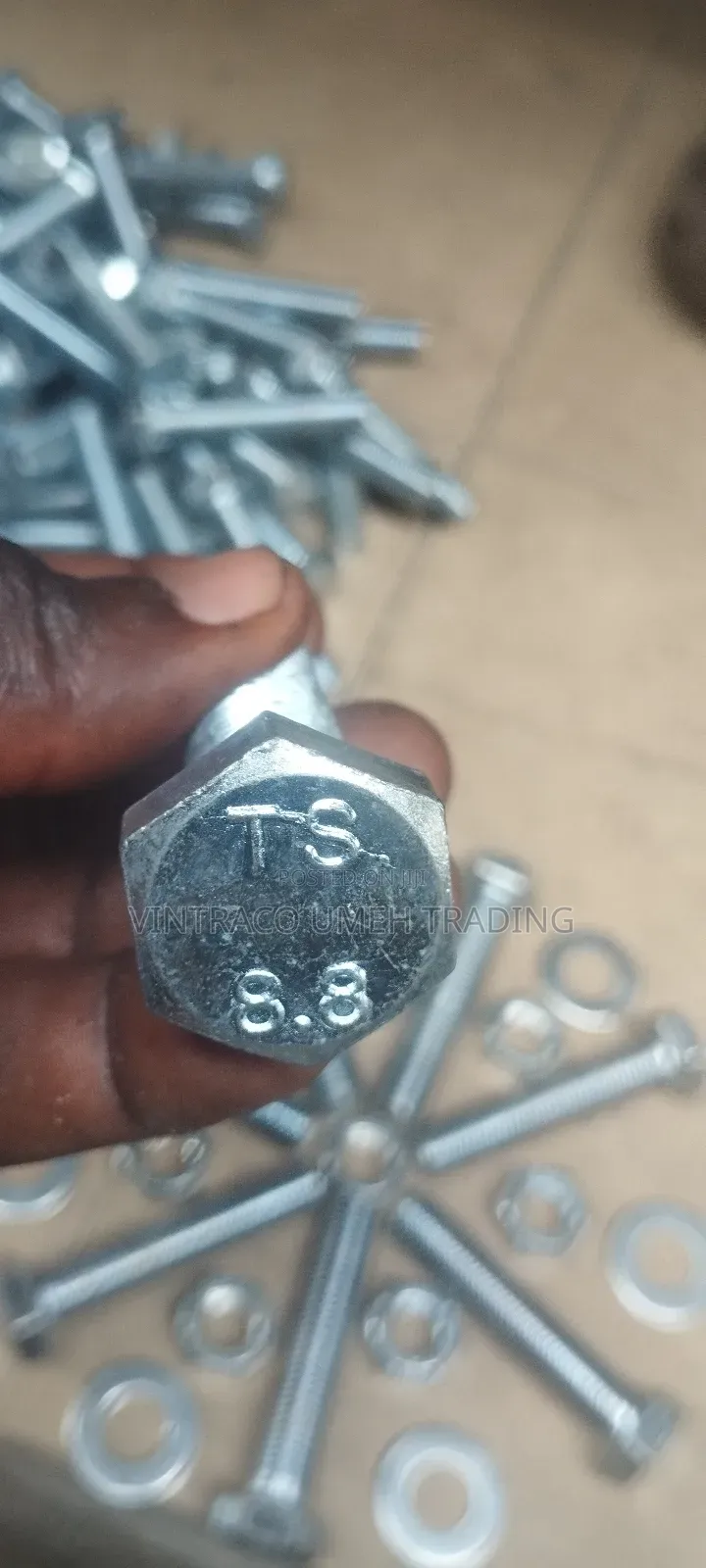 M16 X 80mm Bolt Nut and Washer, Grade 8.8, Galvanized
