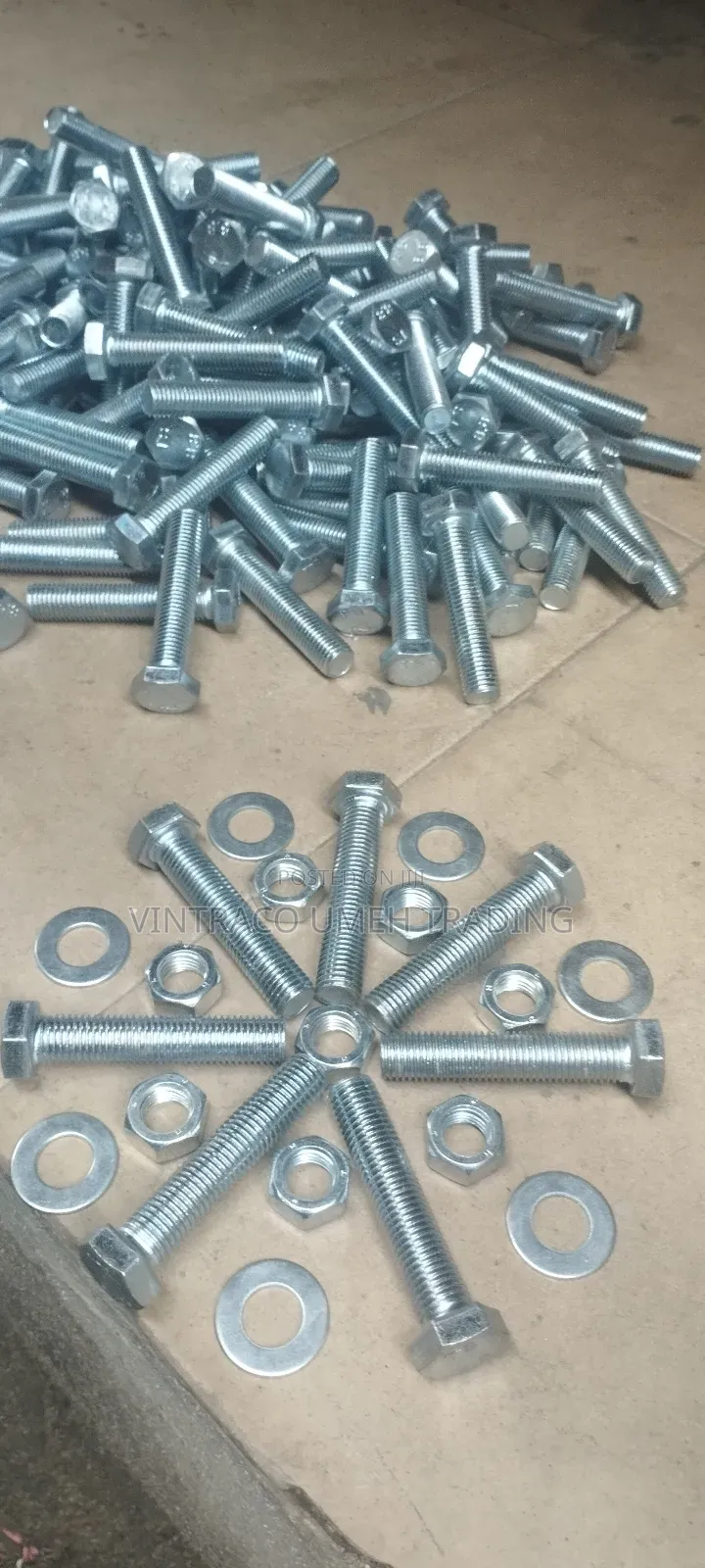 M16 X 80mm Bolt Nut and Washer, Grade 8.8, Galvanized
