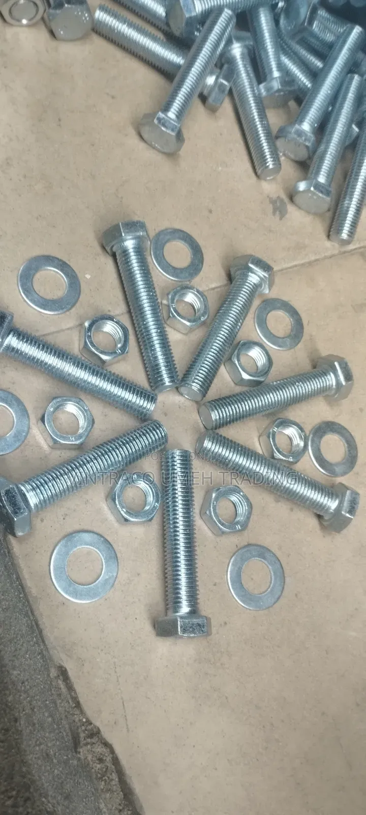 M16 X 80mm Bolt Nut and Washer, Grade 8.8, Galvanized
