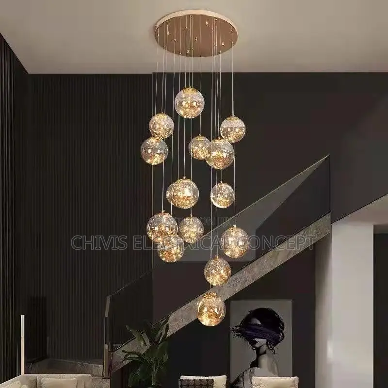Nordic Home Decoration, Stair Chandelier, Living Room