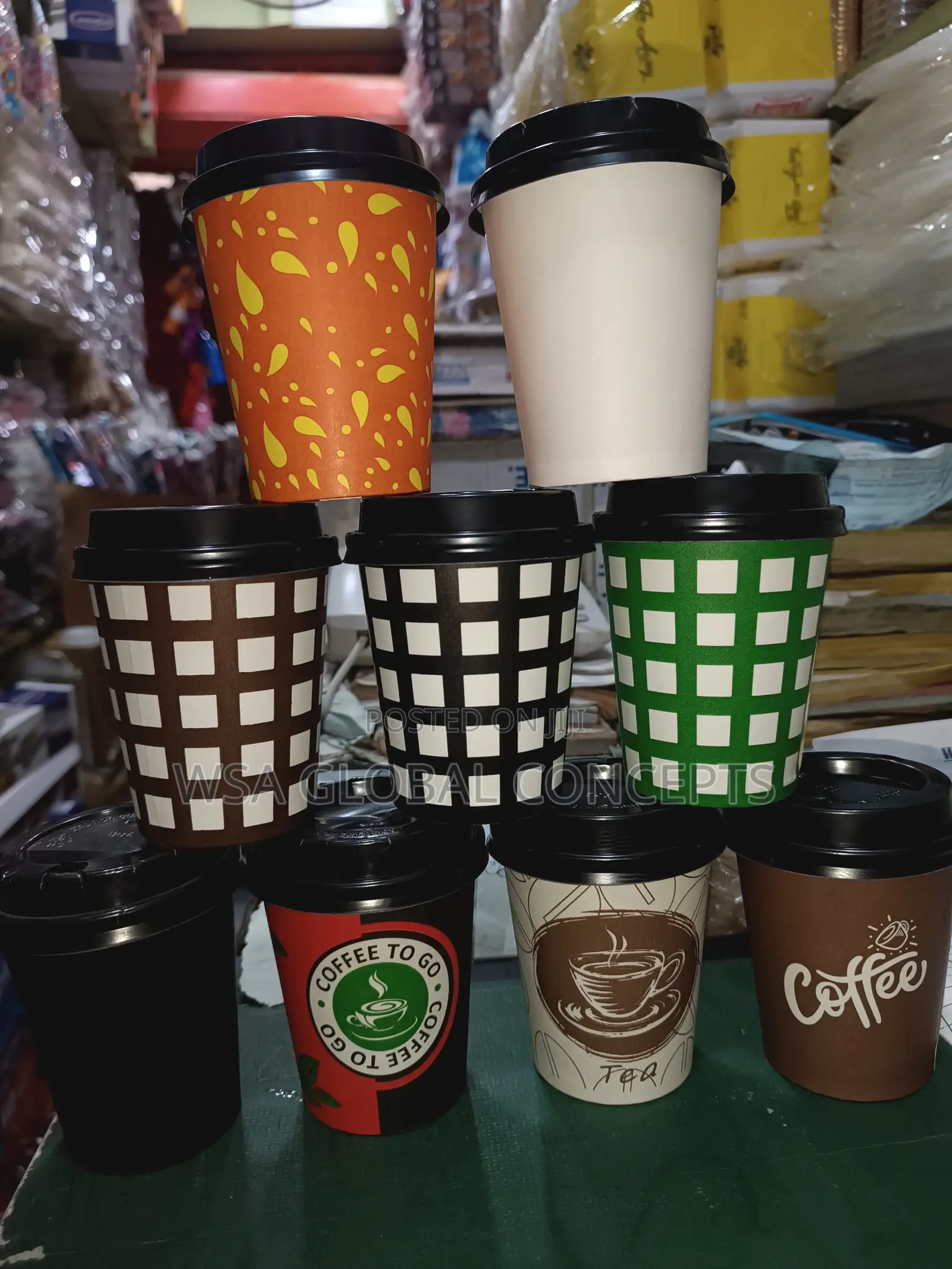 Different Designs Disposable Coffee Cups for 50pcs