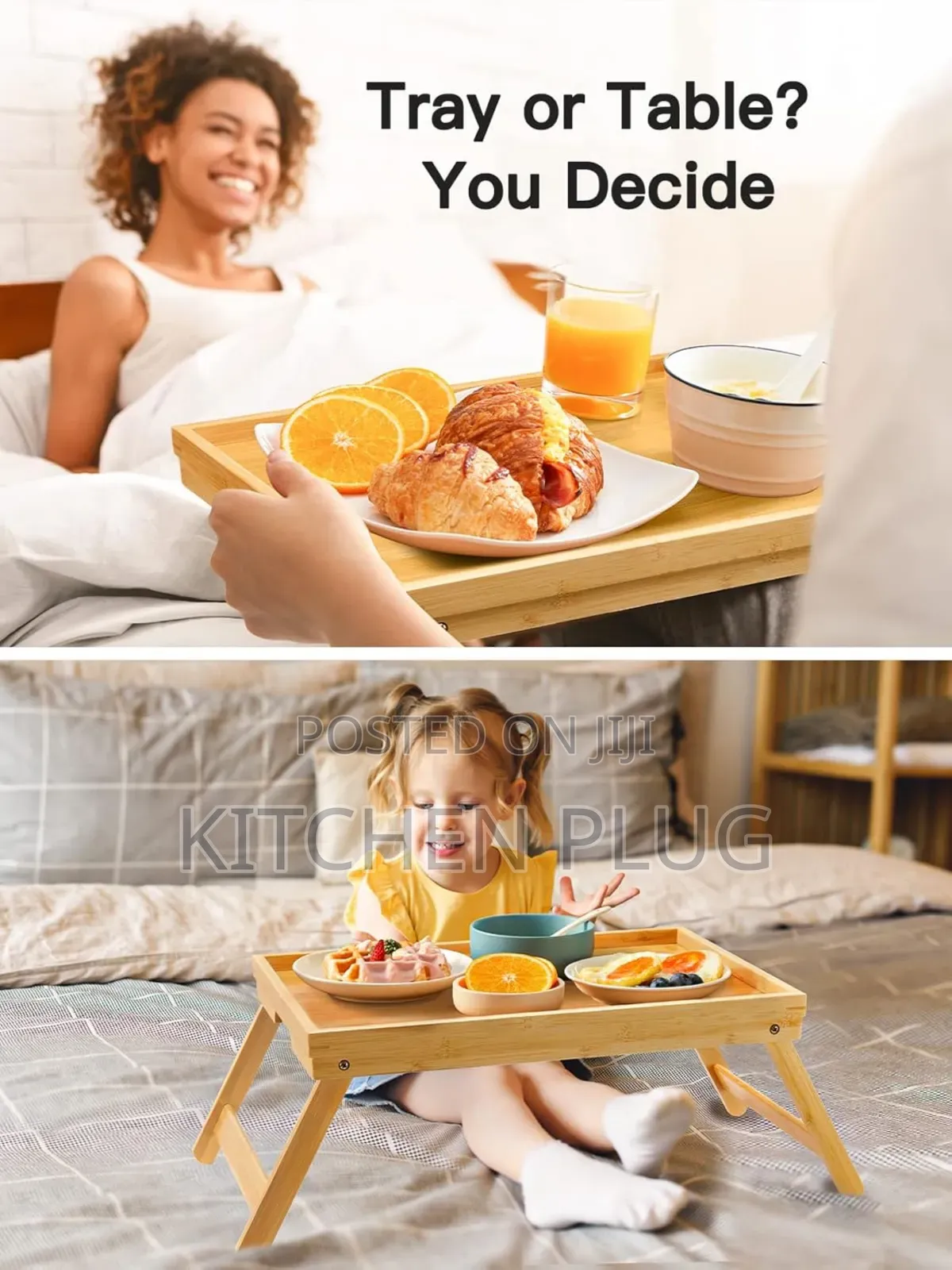 Bamboo Bed Tray Table With Foldable Legs