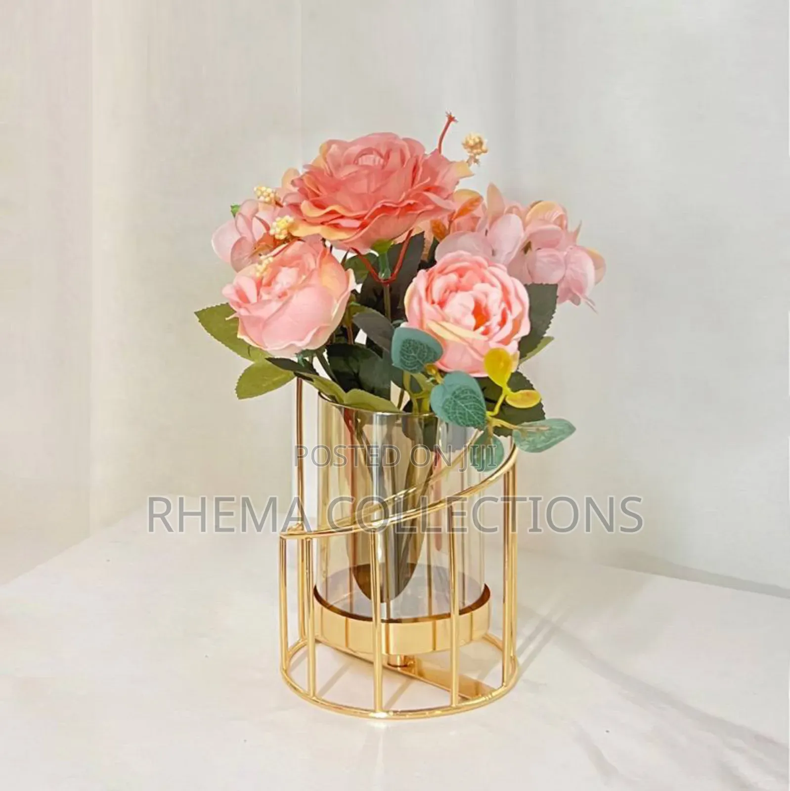 European Exotic Gold Crafted Glass Dry Flower Luxury Decor
