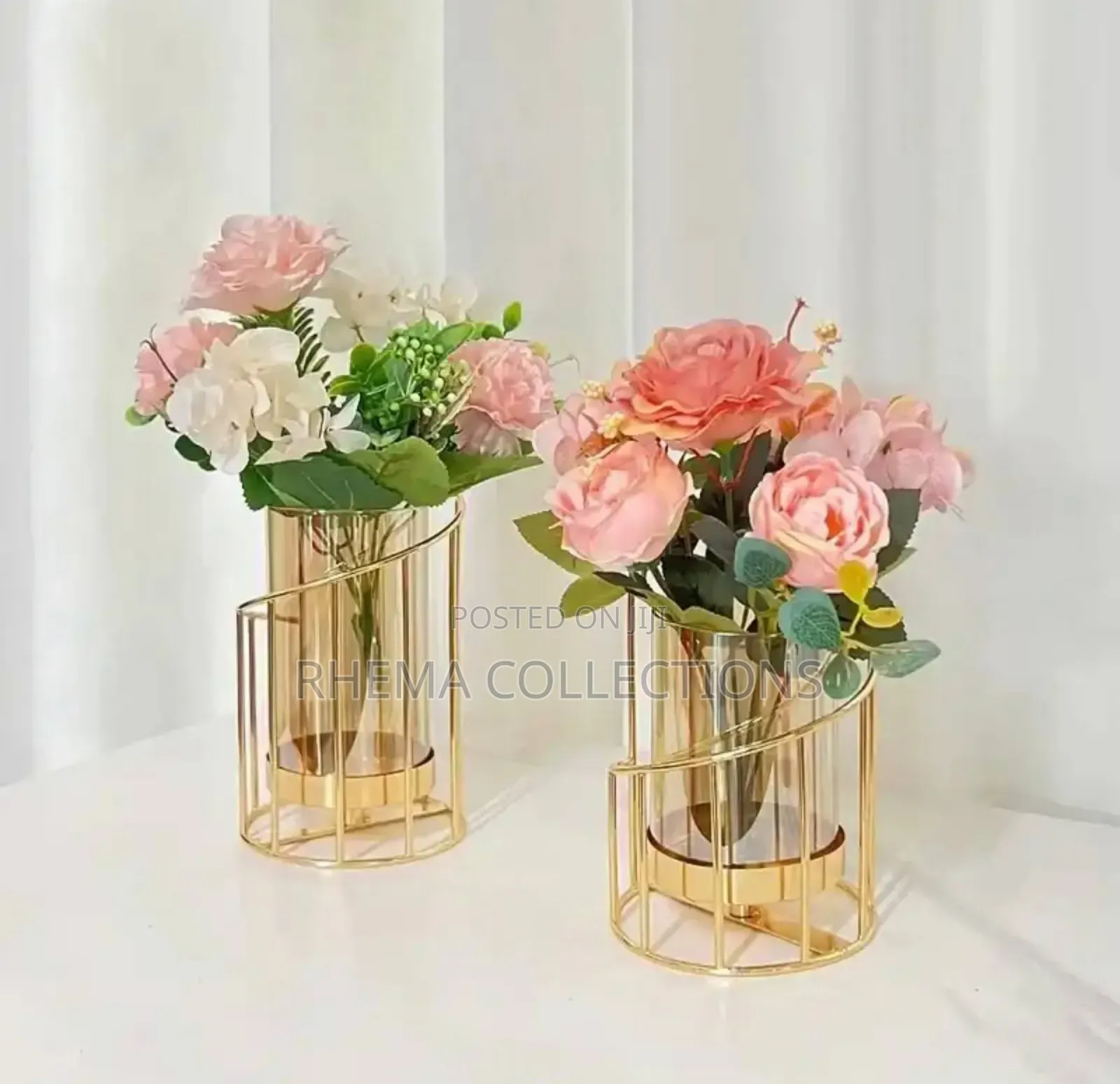 European Exotic Gold Crafted Glass Dry Flower Luxury Decor