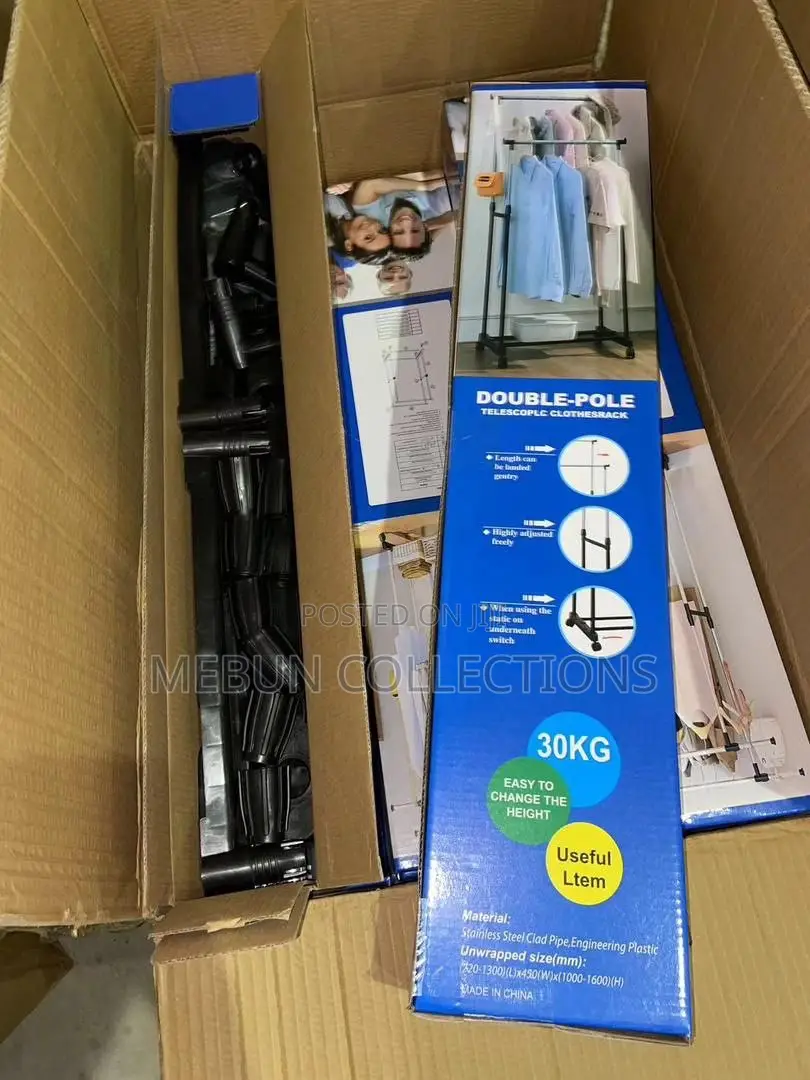 Double-Pole Telescopic Clothes Rack