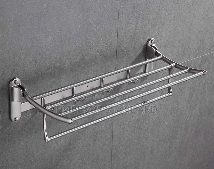Original Towel Hunger Bathroom Shelf Holder and Hooks Wall