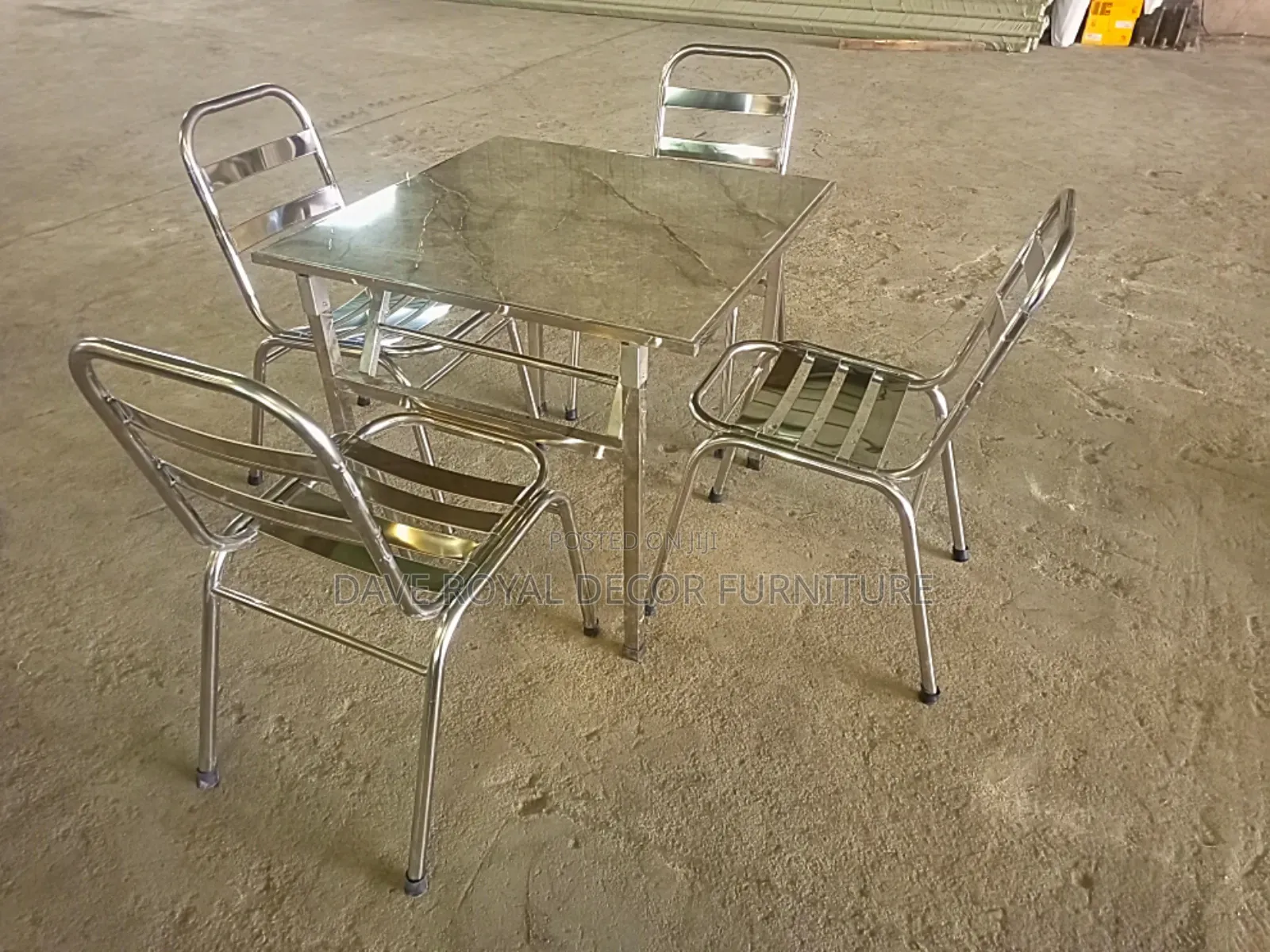 High Quality Steel Marble Top Dinning Table Set.