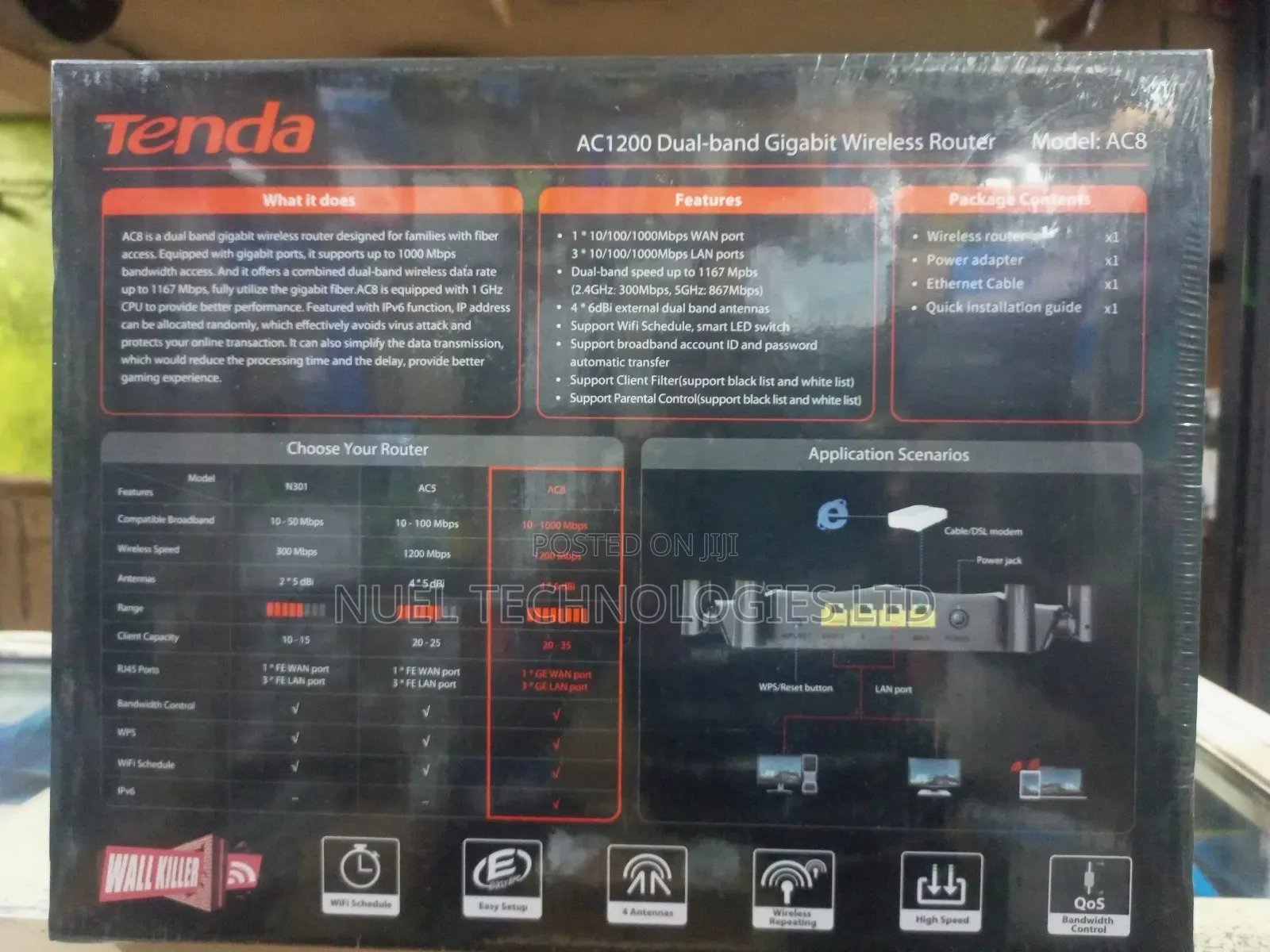 Tenda AC1200 Dual Band Gigabit Wireless Router [AC8]