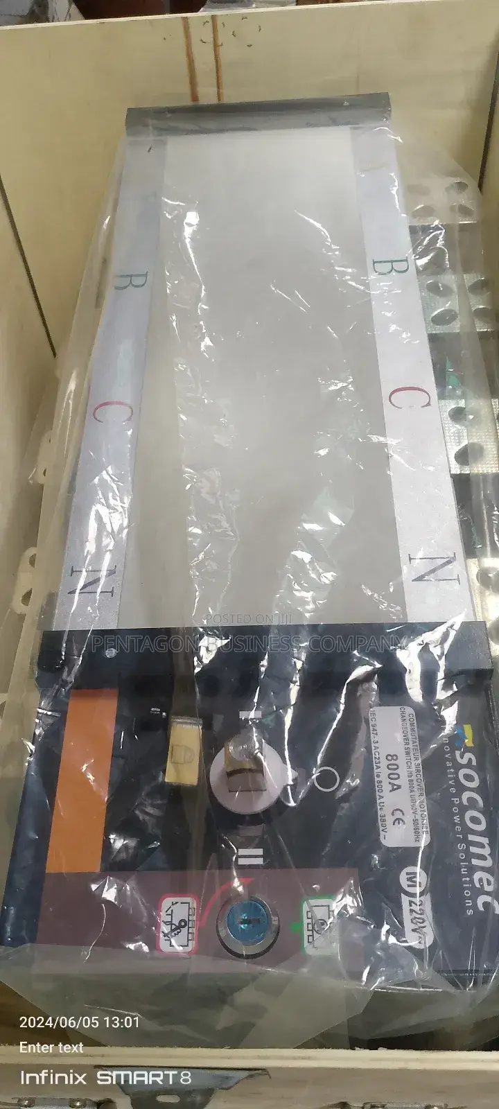 800A Automatic Changeover Switch (Socomec)