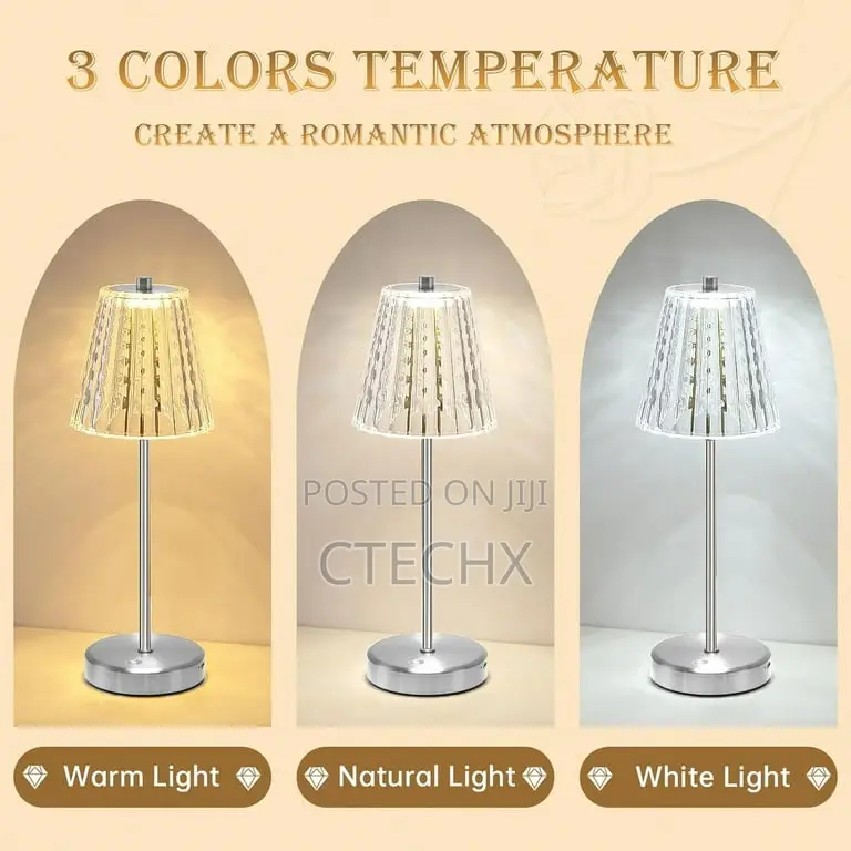 Vintage Flower Lamp, Rechargeable 3 Colors Bedside Lamp
