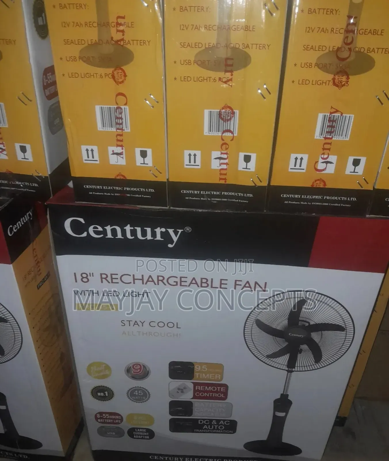 18" Century Ac/Dc Digital Rechargeable Fan-Support Solar Charge●Frc45h