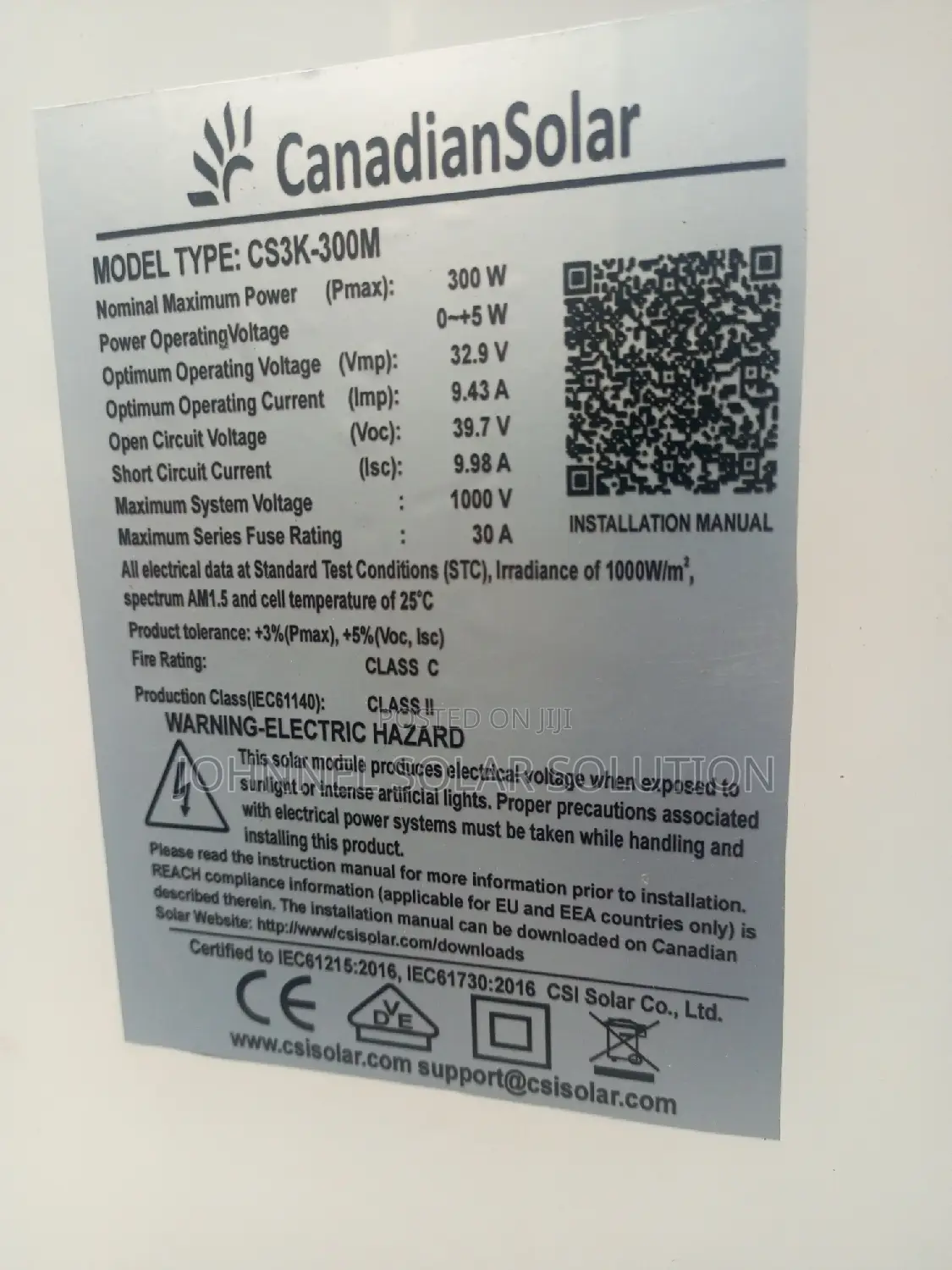 300watts 72c Canadian Solar Panel