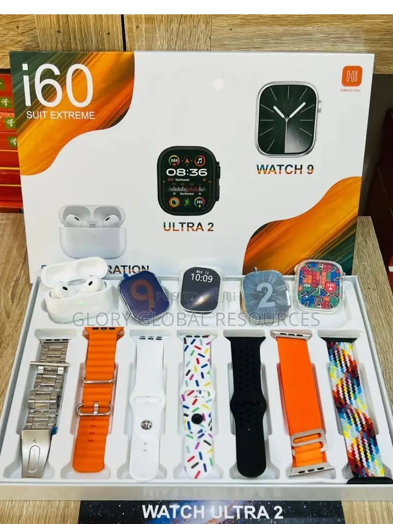 2 Smartwatches, 7 Straps I60 Ultra 8 Earpod Couples Choice