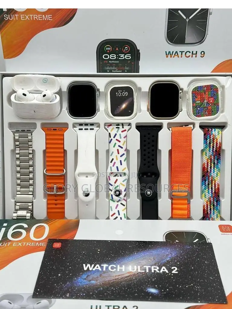 2 Smartwatches, 7 Straps I60 Ultra 8 Earpod Couples Choice