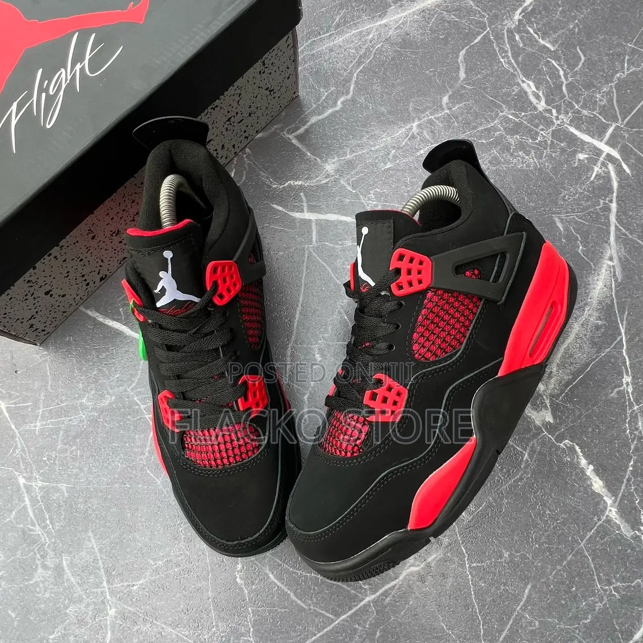 Original Air Jordan 4 Retro Red Yellow Thunder Sneakers