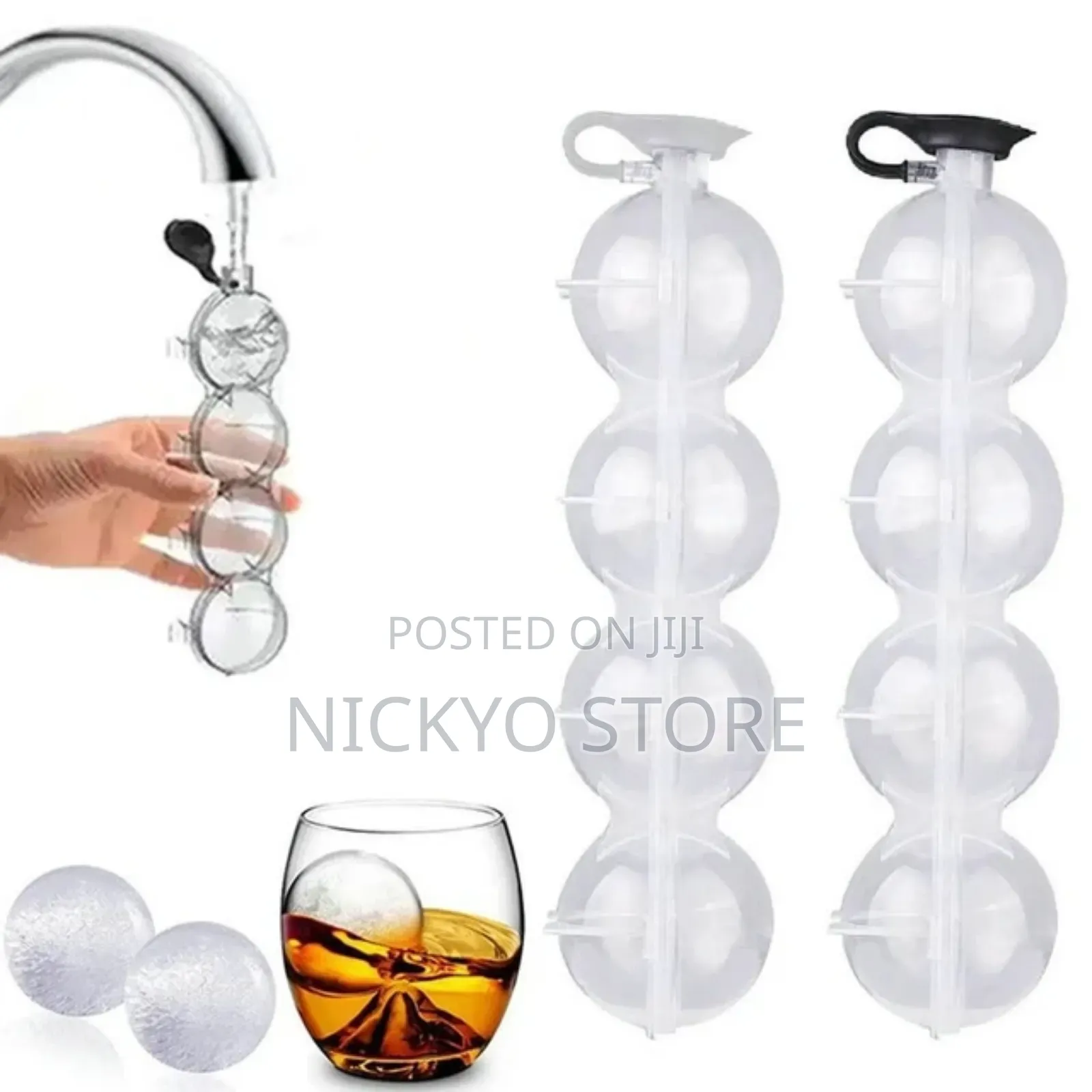 4 Cavity Round Plastic Ice Mould Ice Ball Maker