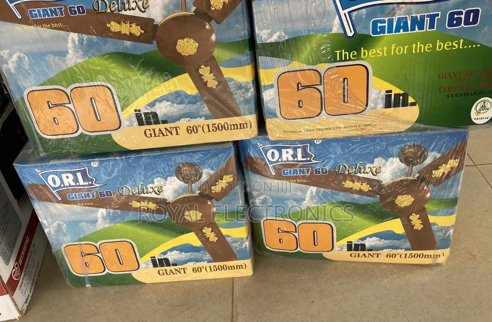 Brand New Brown ORL Giant Ceiling Fan (1500mm) 60”