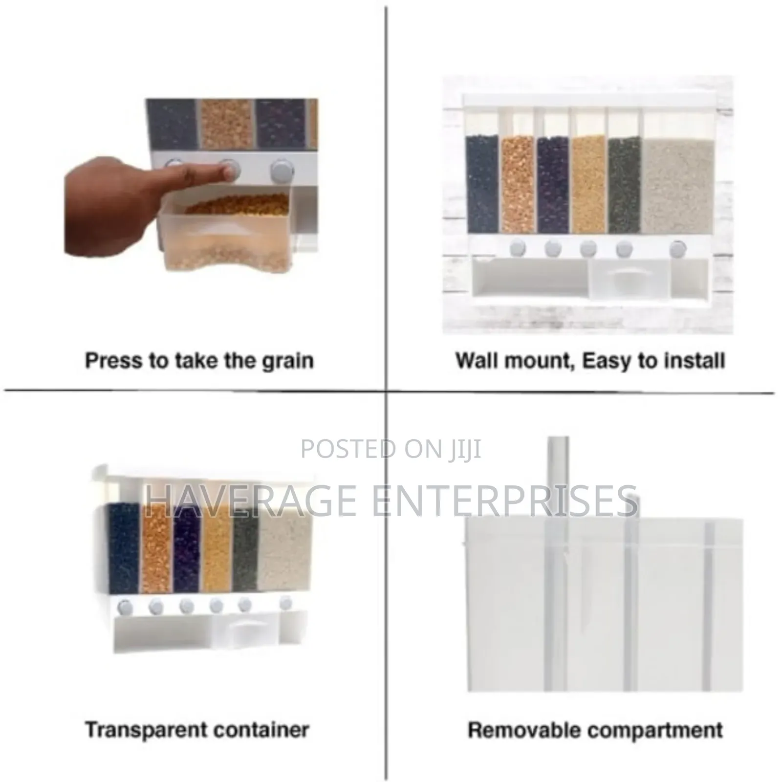 Wall Mounted Cereal Food Dispenser - 6 Grids