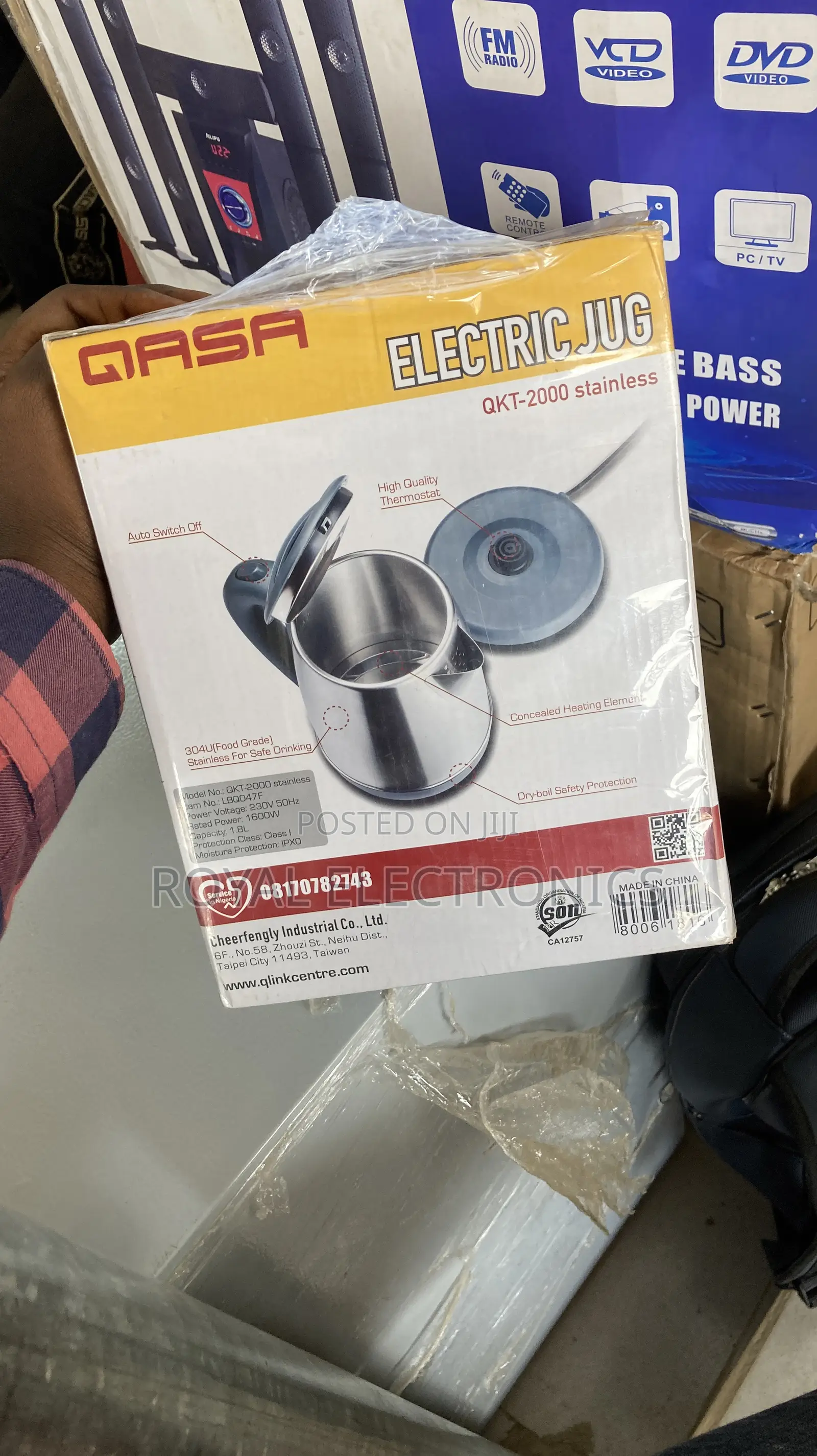 Big 1.8L Stainless Electric Jug With High Quality Thermostat