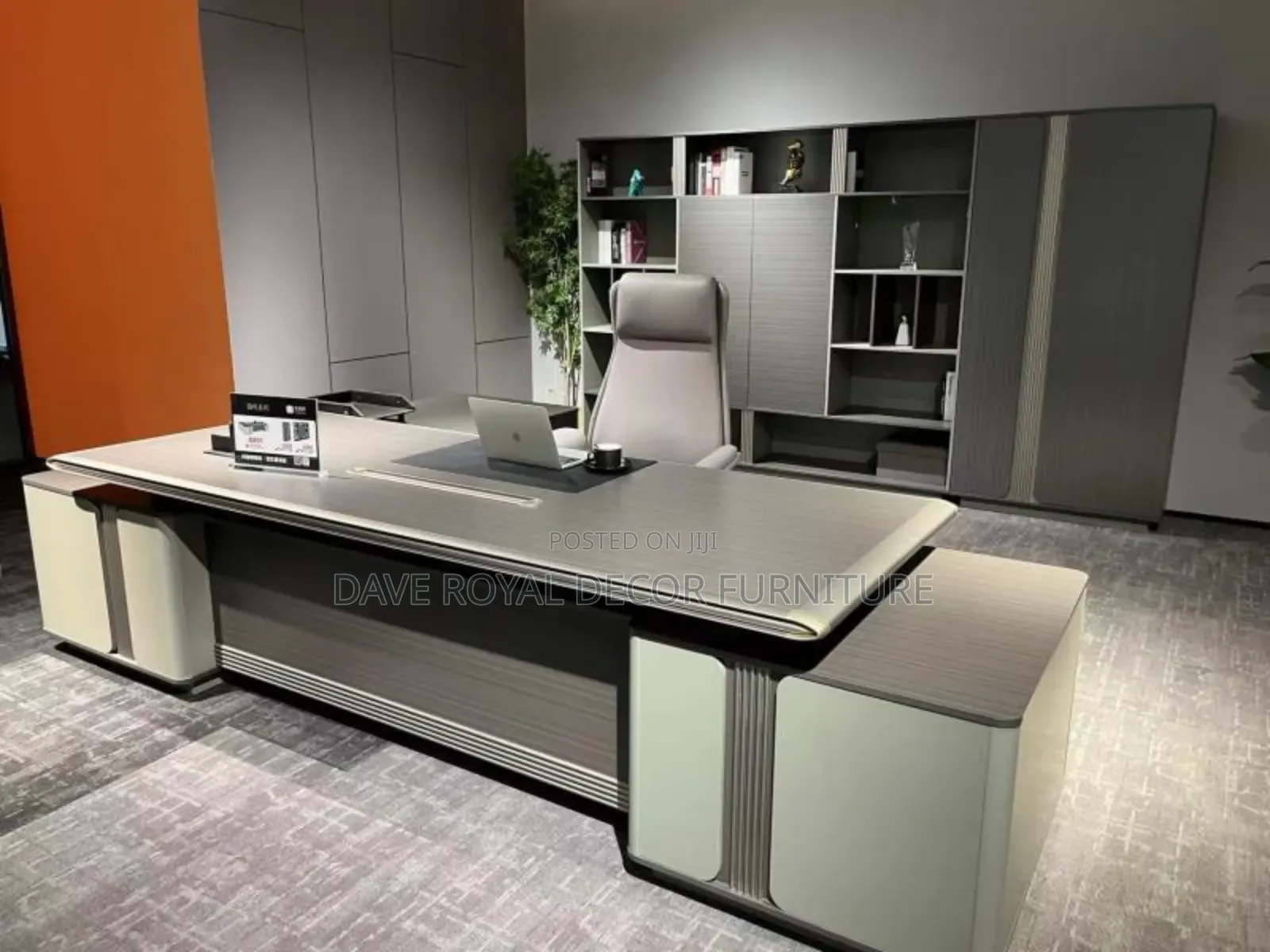 Boss Office Table With Extension and Bookshelf.