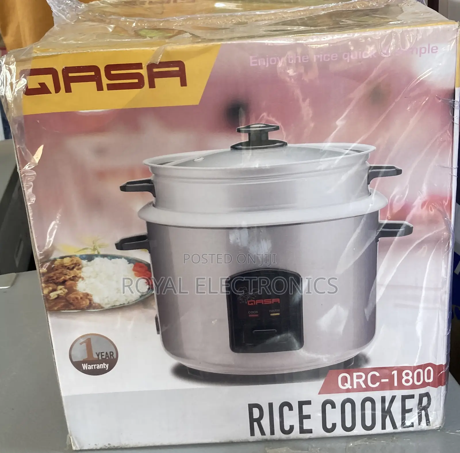 Big QASA Rice Cooker With Rice Cup and Spoon QRC-1800