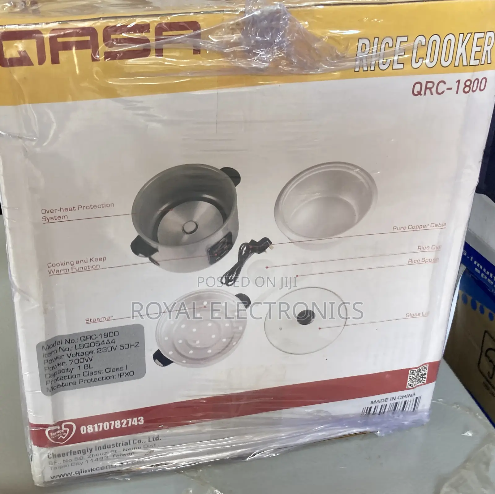Big QASA Rice Cooker With Rice Cup and Spoon QRC-1800