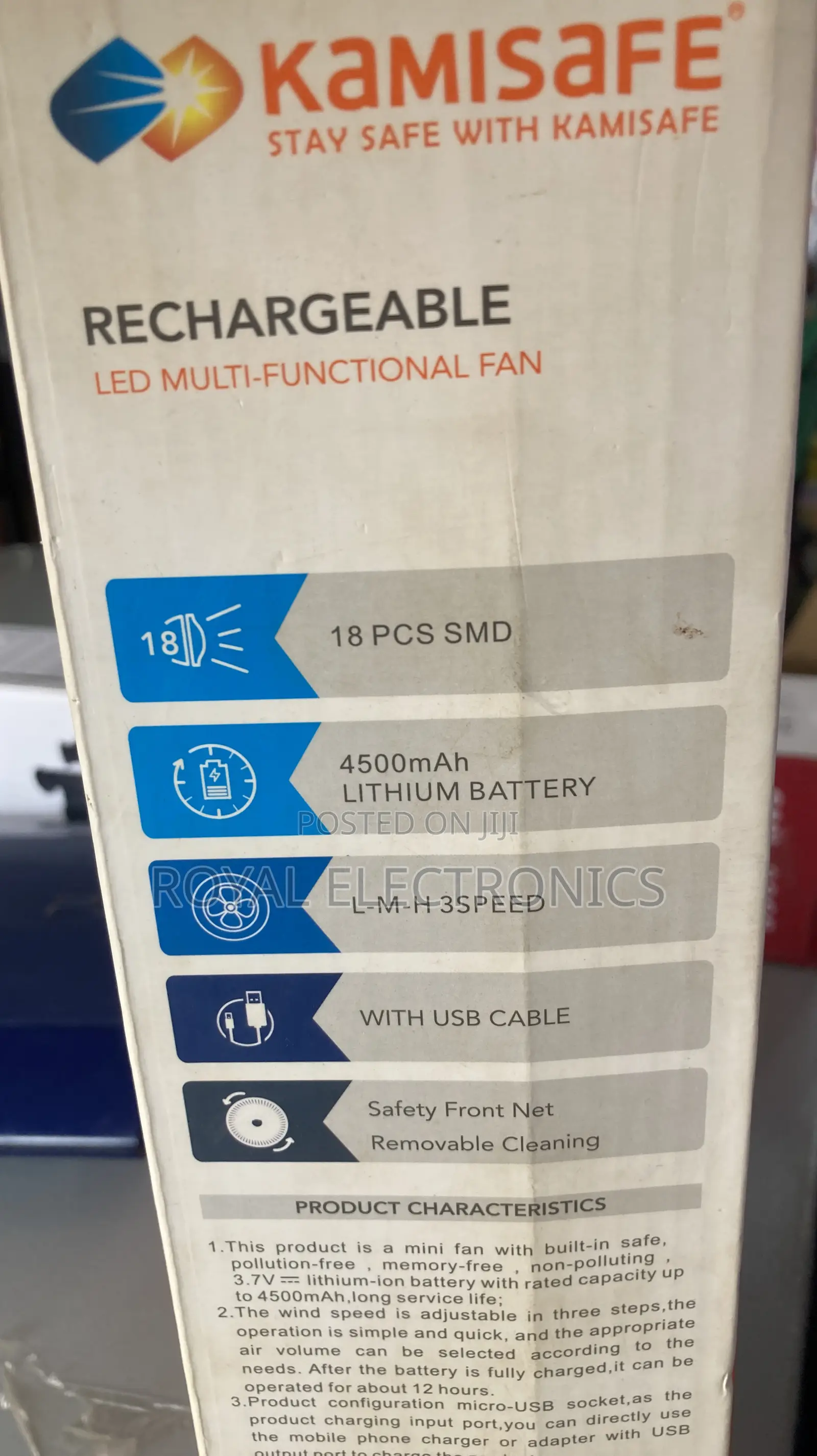 Green Mini Rechargeable Fan 4 Blades With USB Cable KM-F0336