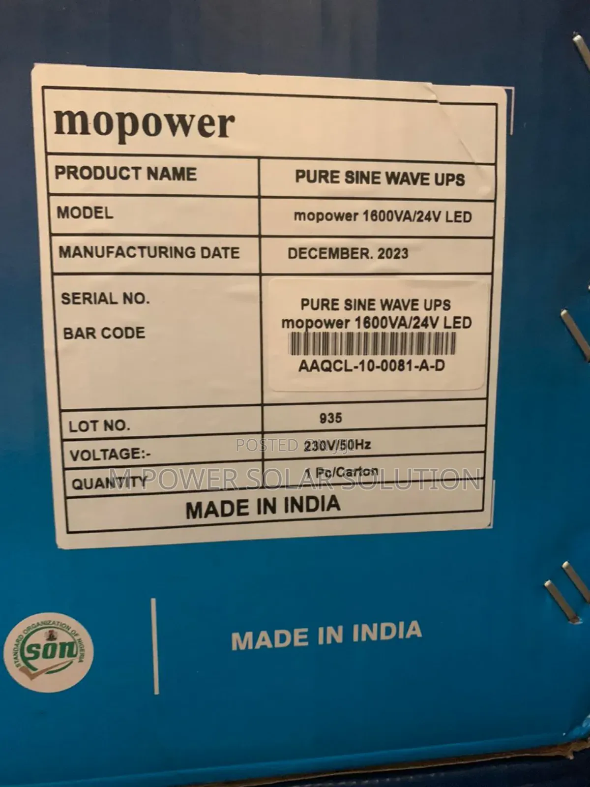 1.6kva 24v Mopower Non-hybrid Inverter