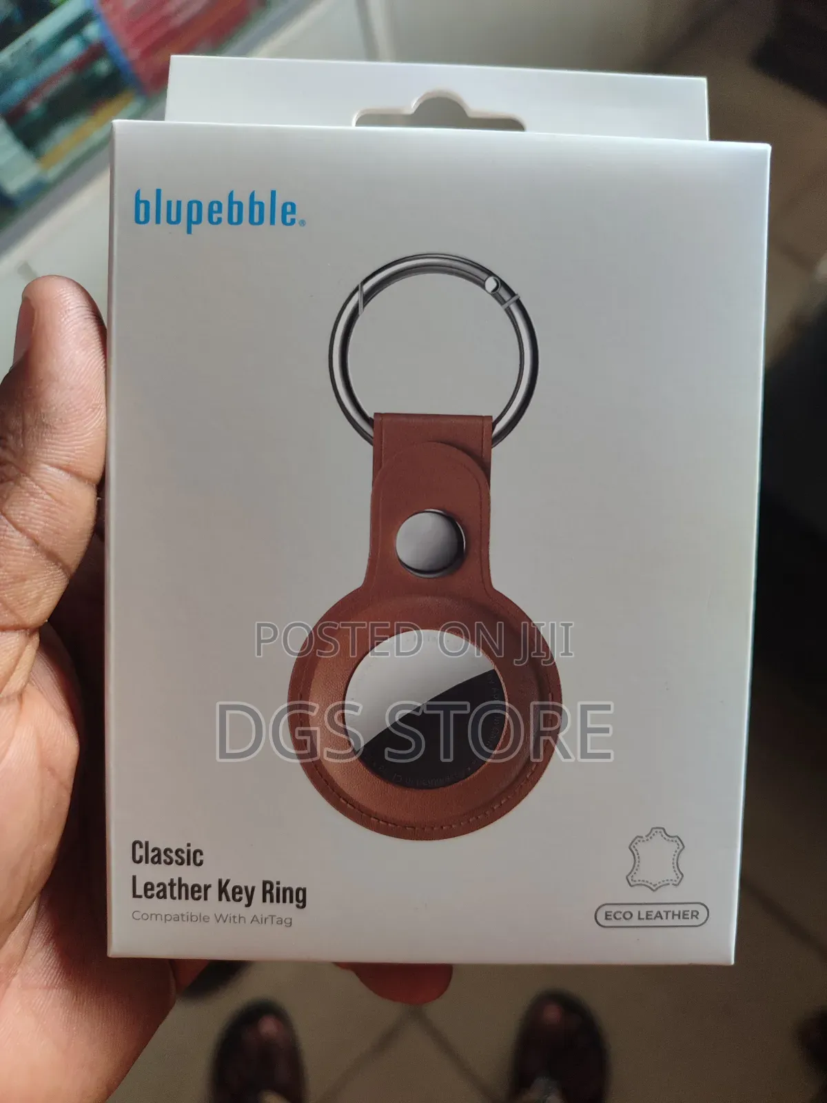 Blupebble Classic Leather Key Ring for Airtag Case