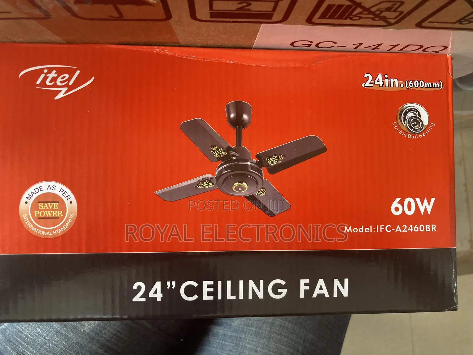 Strong Itel Ceiling Fan 24” With Double Ball-Bearing Motor