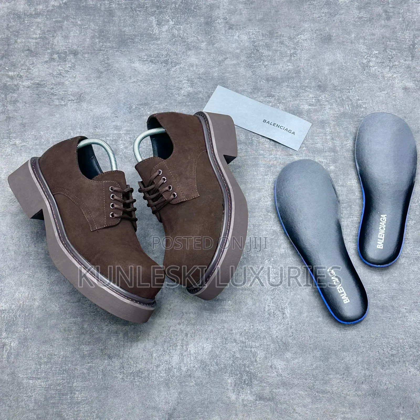 Original Balenciaga Nowan Round Suede Derby Brown Shoe