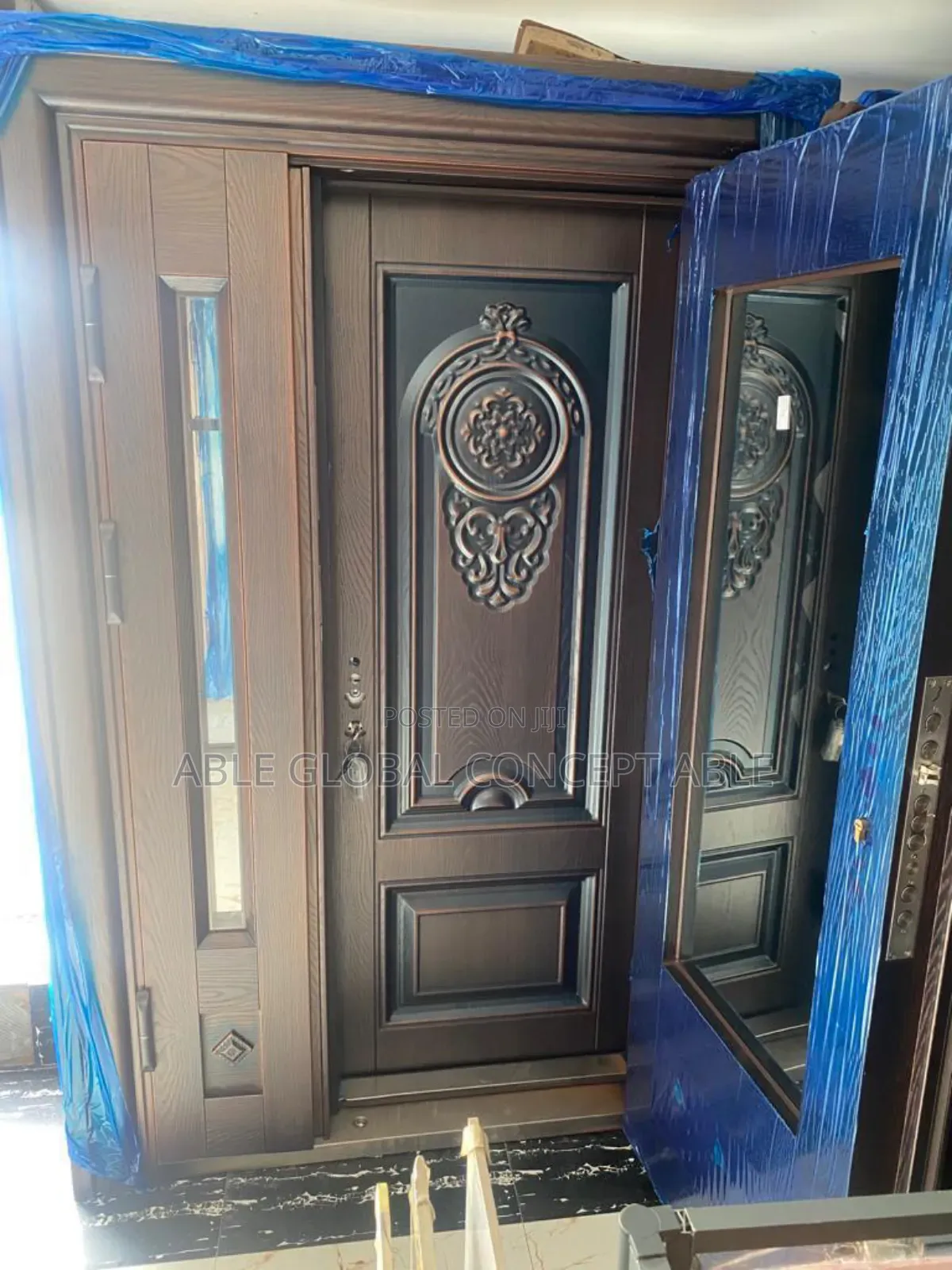 Copper Security Door in Door With Glass