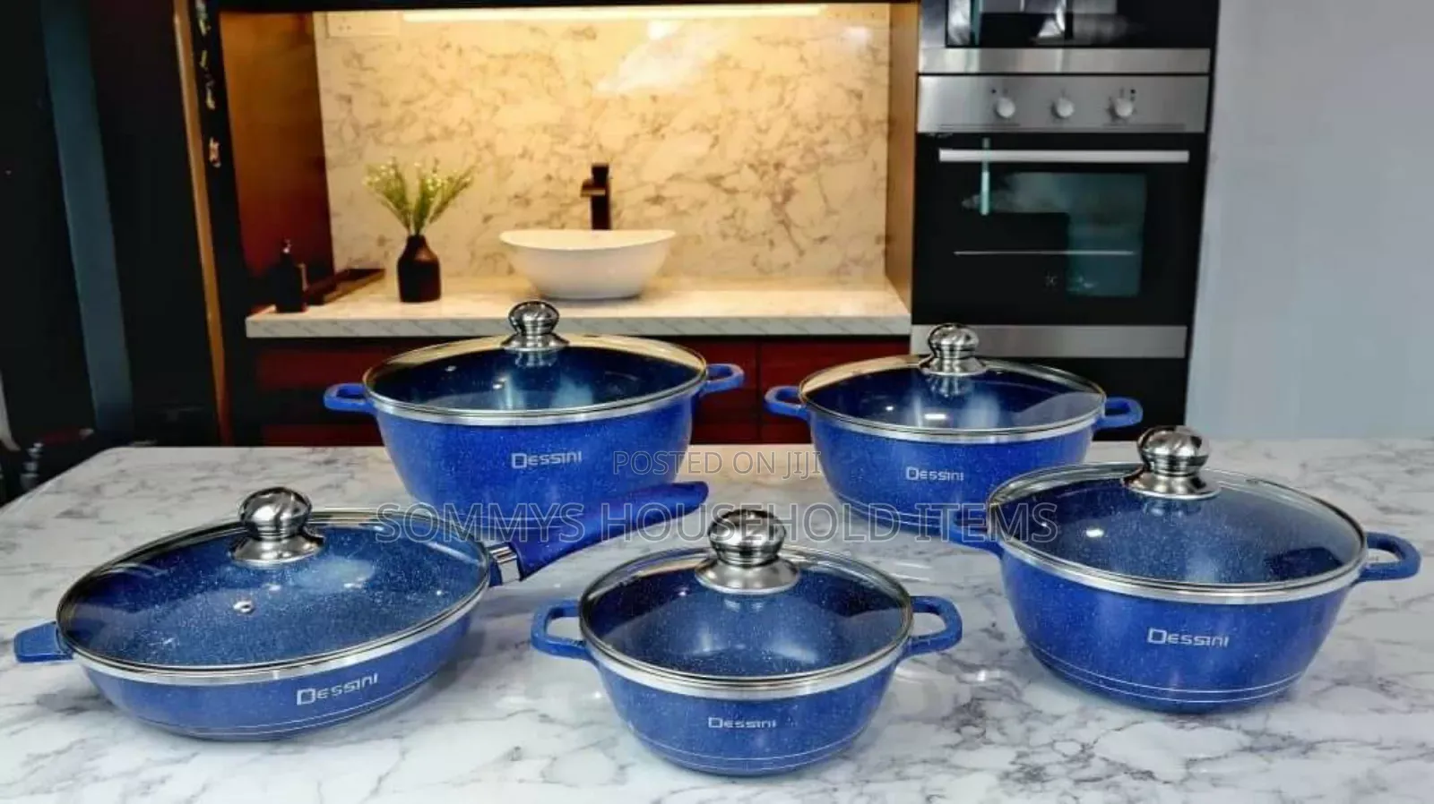 12pcs Granite Cookware Pots Set With Frypan (Blue Colour)