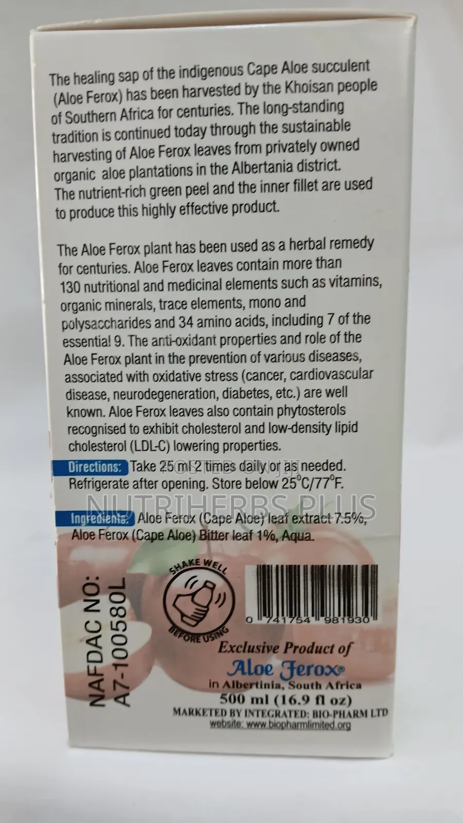 Aloe Bio Ferox Herbal Drink: 100% Powerful Anti-Tumor
