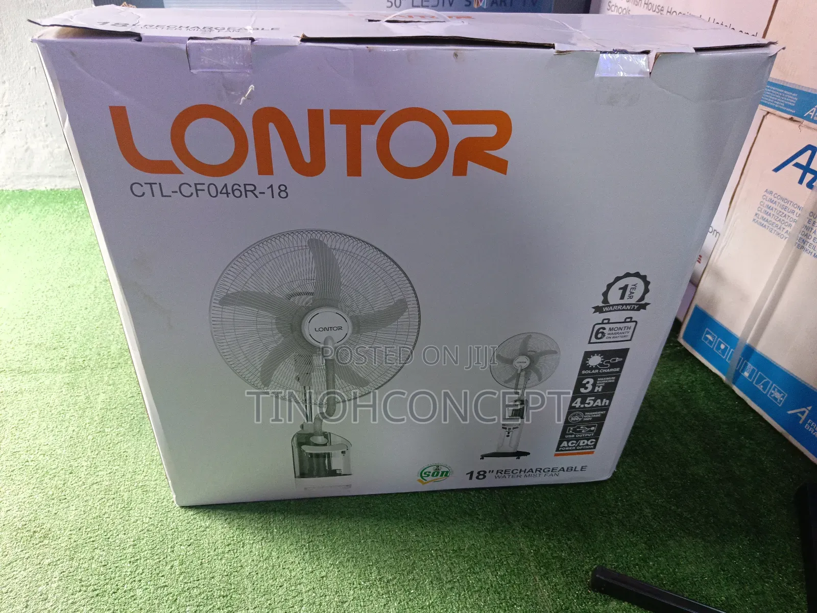Lontor Water Mist Rechargeable Fan 18" One Warranty