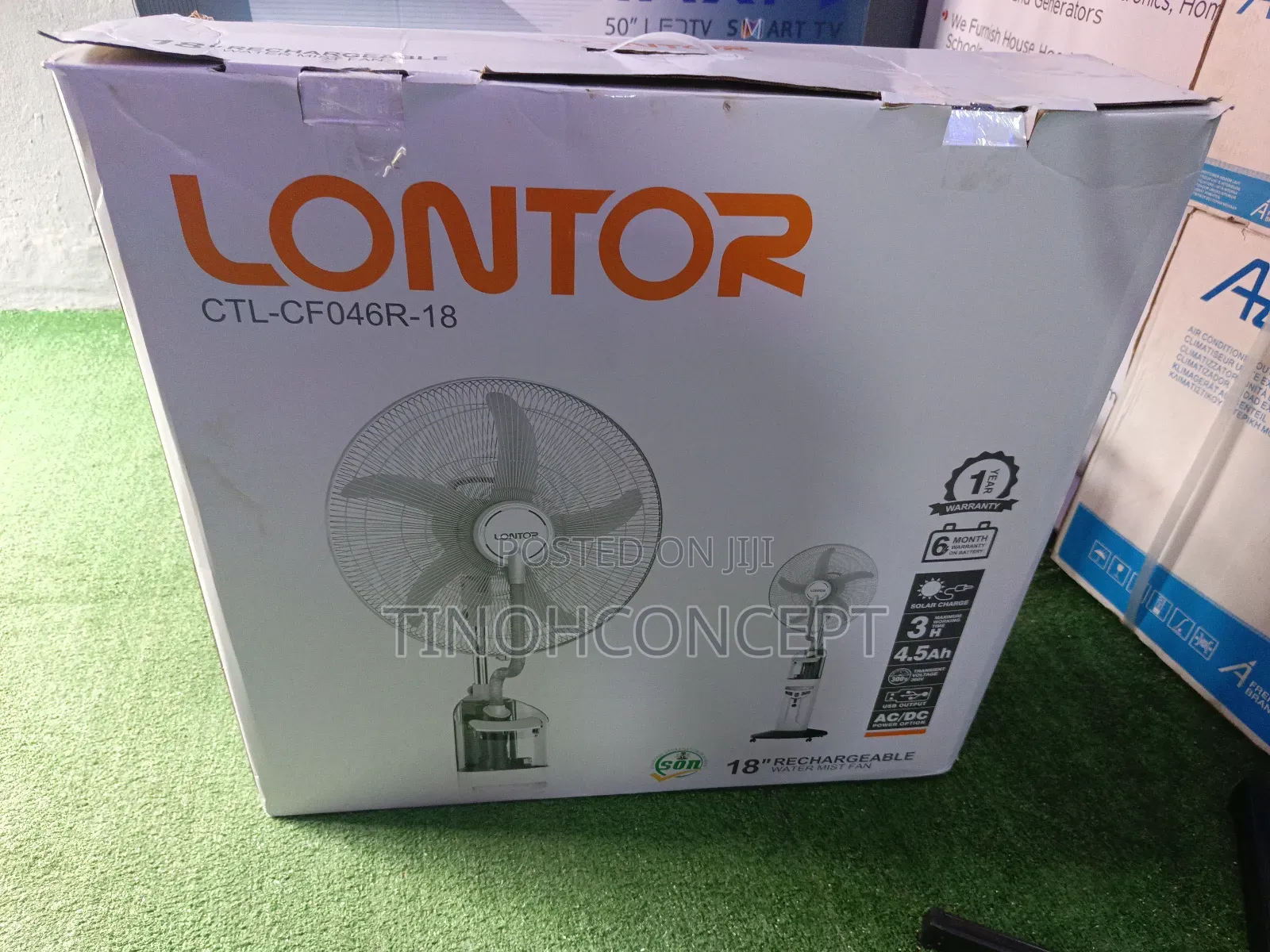 Lontor Water Mist Rechargeable Fan 18" One Warranty