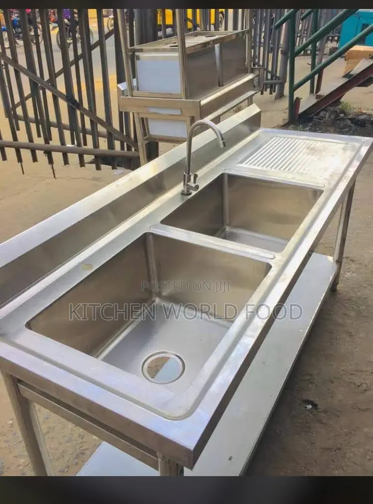 Double Sink With Side Work Station and Under Shelf