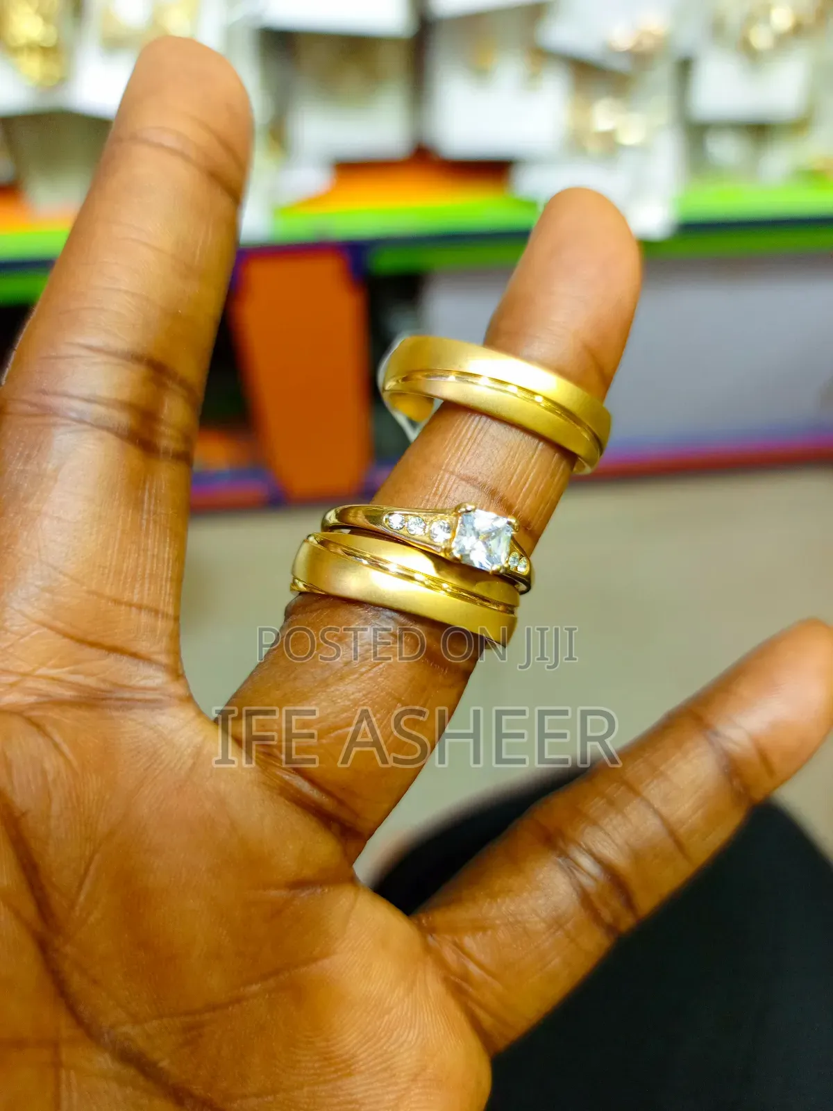 France Gold Set of Wedding Ring 004 - Female (Size 6 - 11)