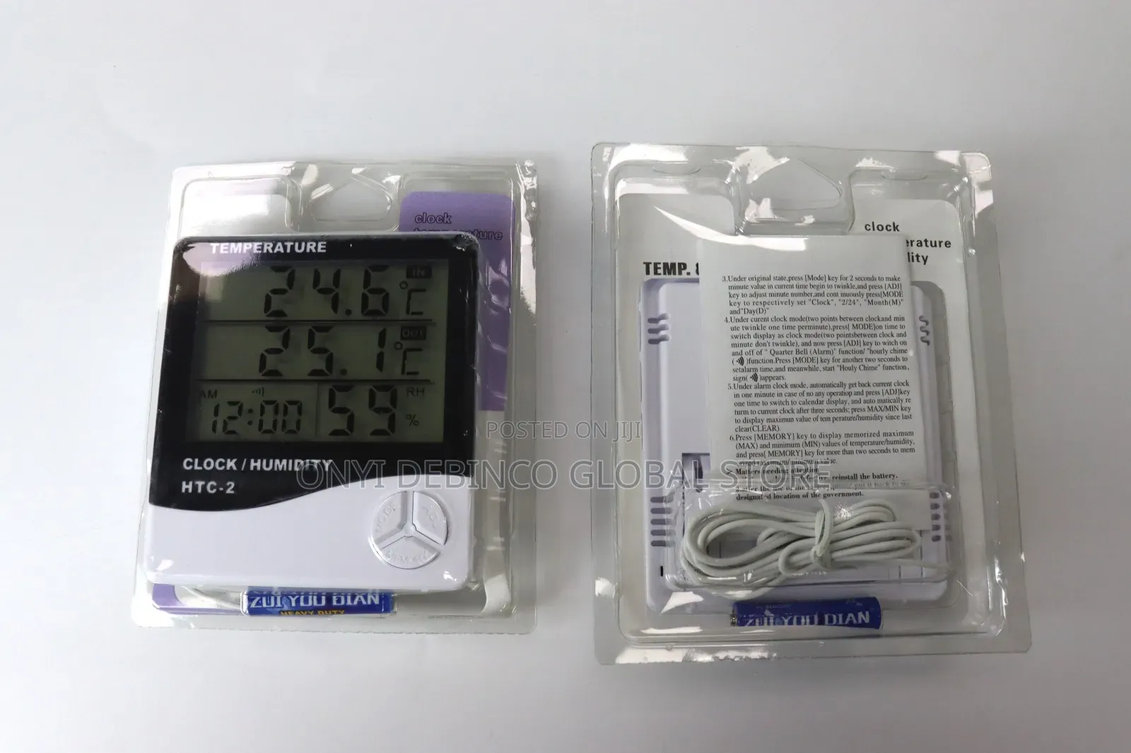 Digital Temperature Humidity Alarm Clock Dual Sensor HTC-2