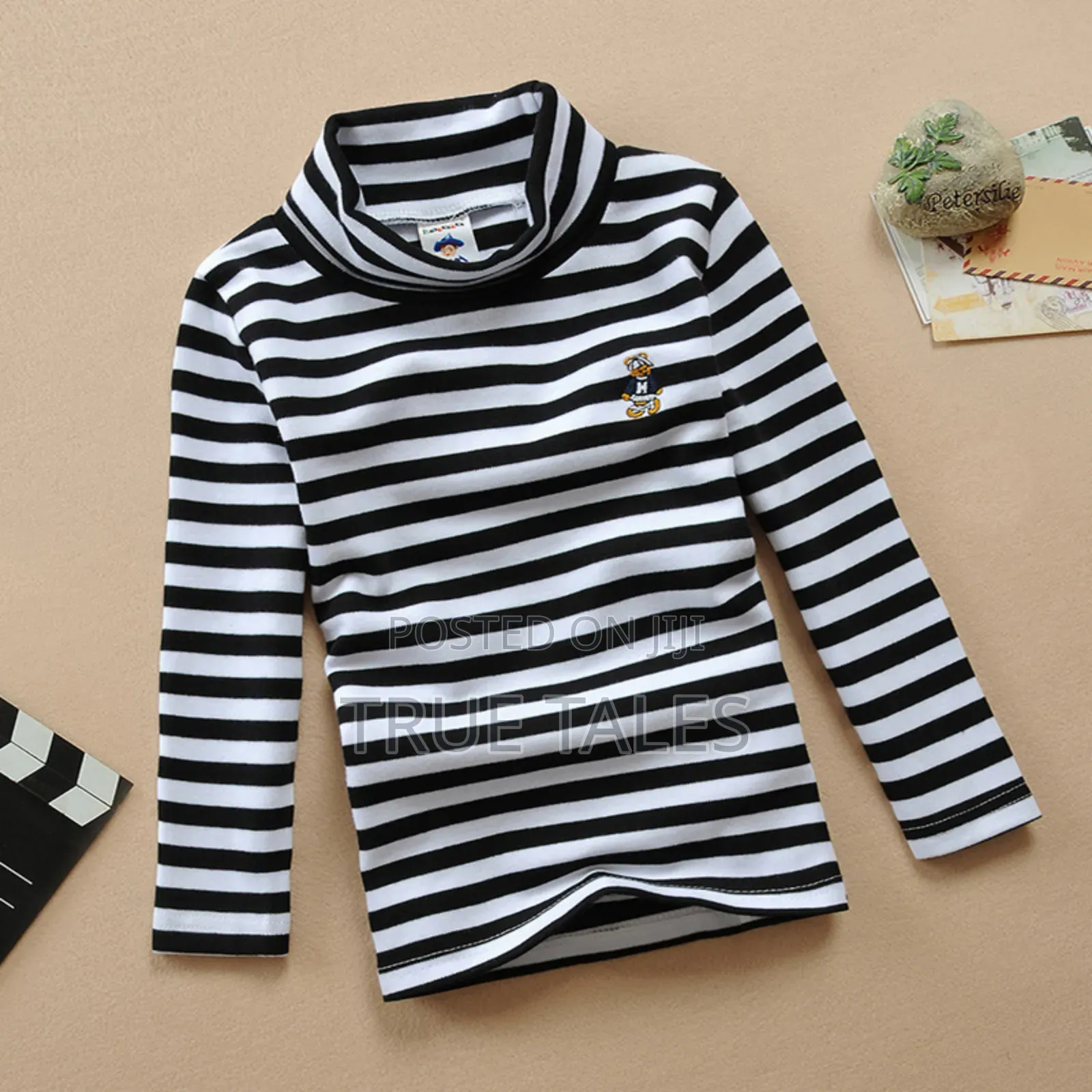 Unisex Girls and Boys Striped Halter Neck Long Sleeves Top