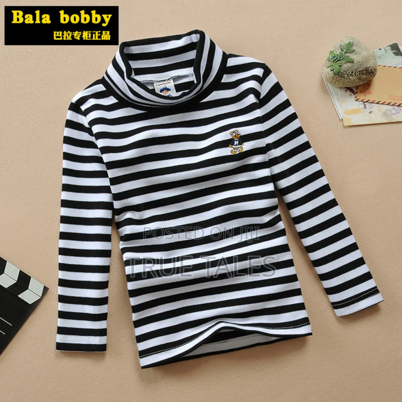 Unisex Girls and Boys Striped Halter Neck Long Sleeves Top