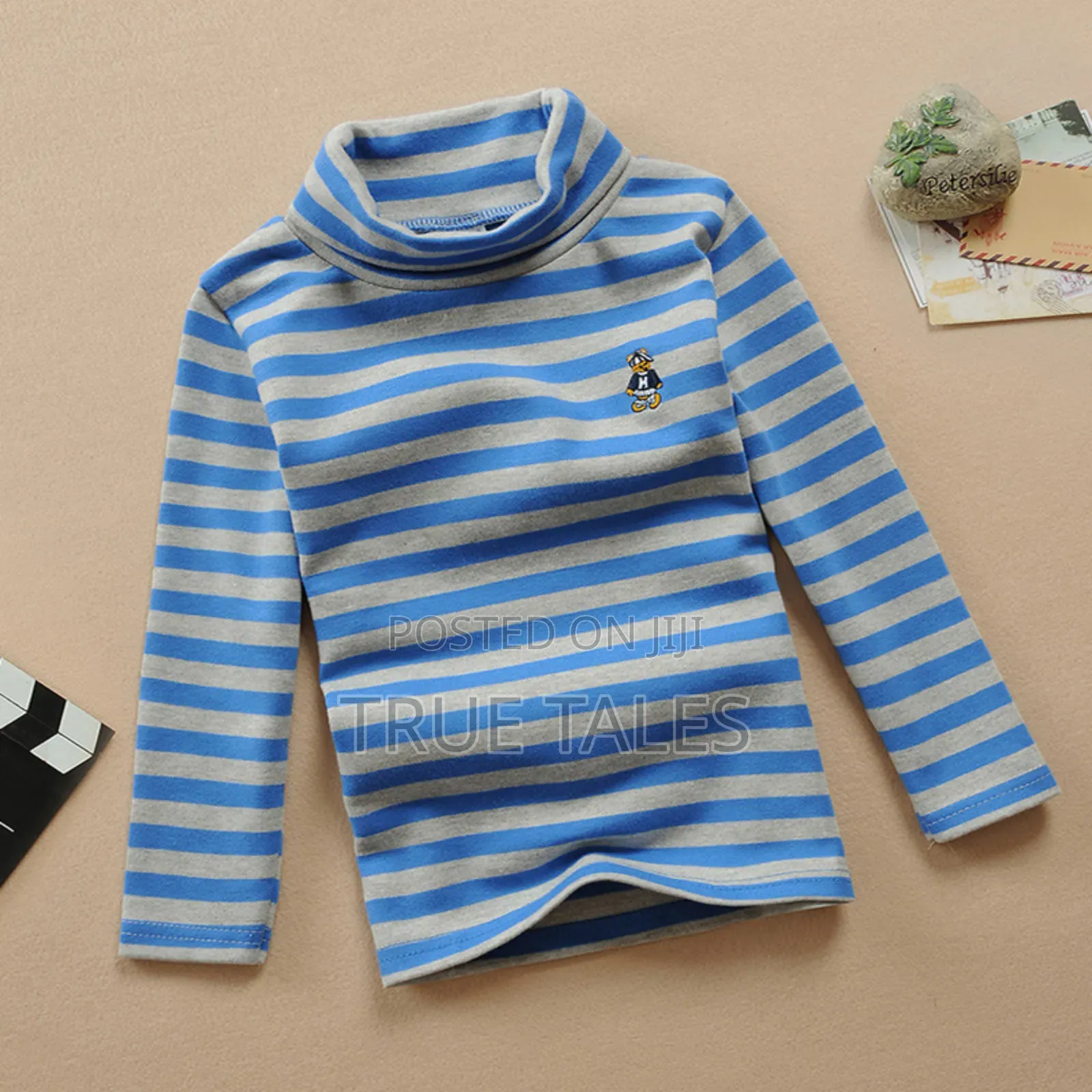 Unisex Girls and Boys Striped Halter Neck Long Sleeves Top