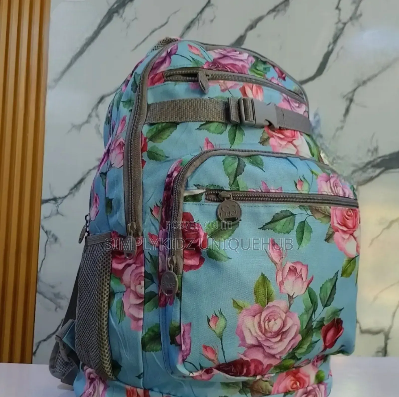 Blue Floral Print School Bag