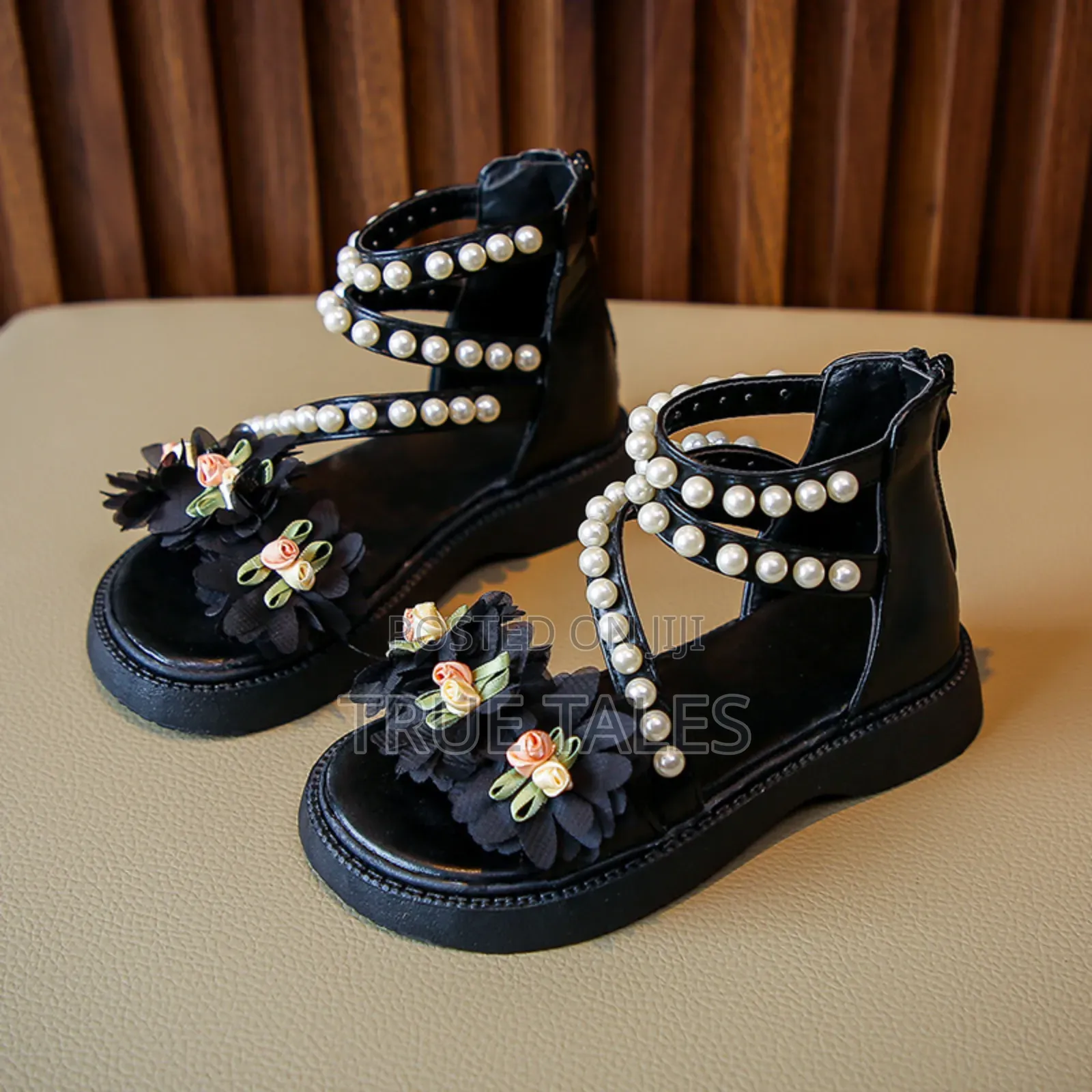 Girl's Flower and Beaded Sandals Sizes 24 to 37