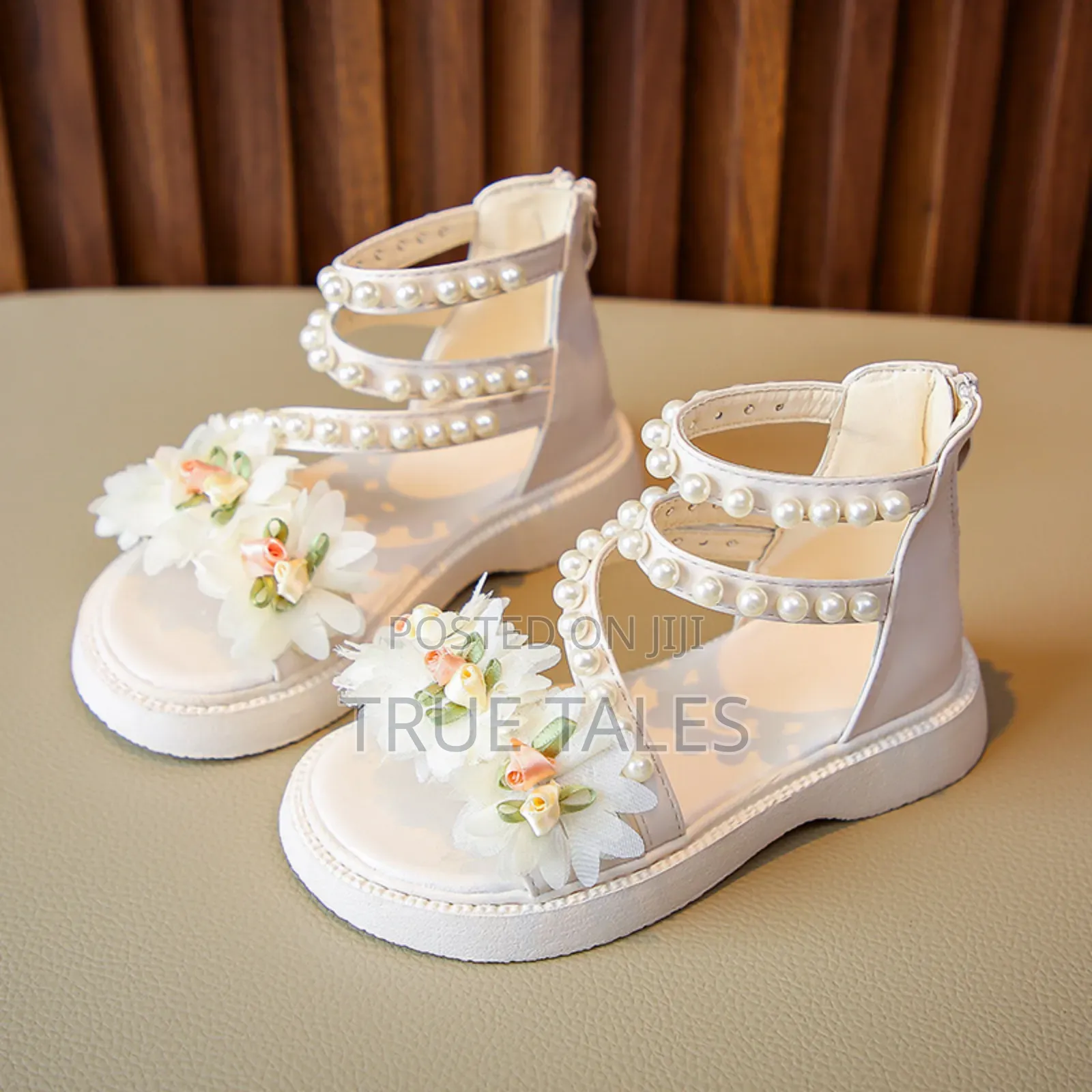 Girl's Flower and Beaded Sandals Sizes 24 to 37