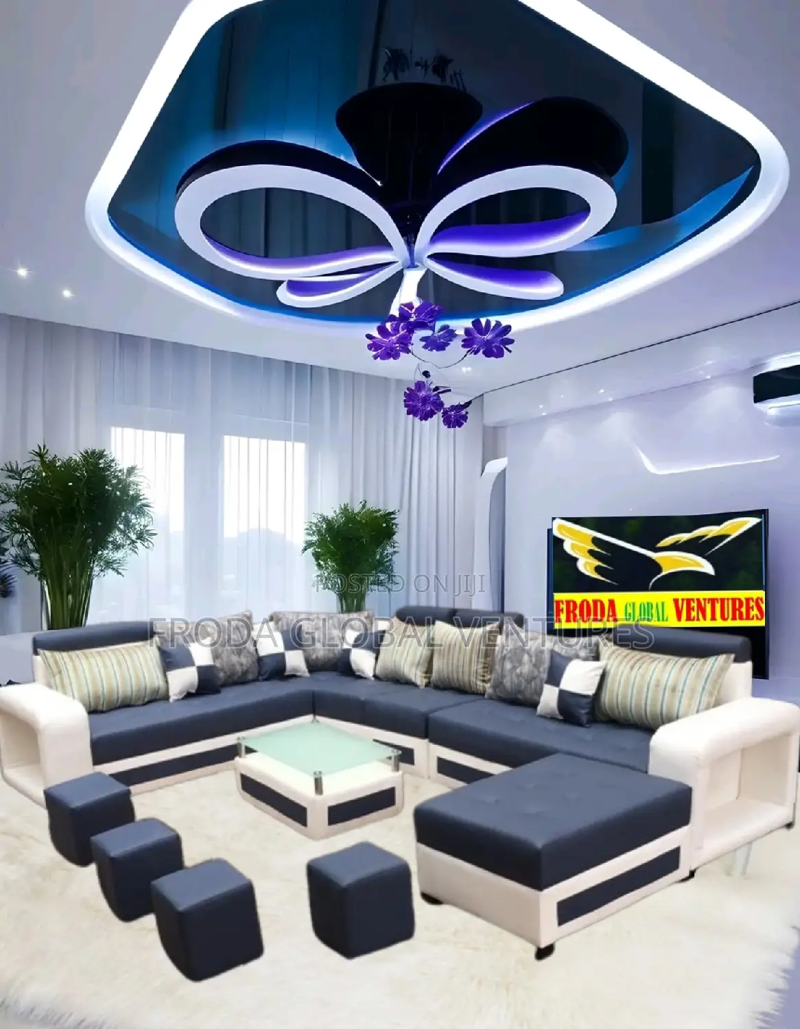 9 Seaters U-Shape Sofa Chairs With Table and Side Stools
