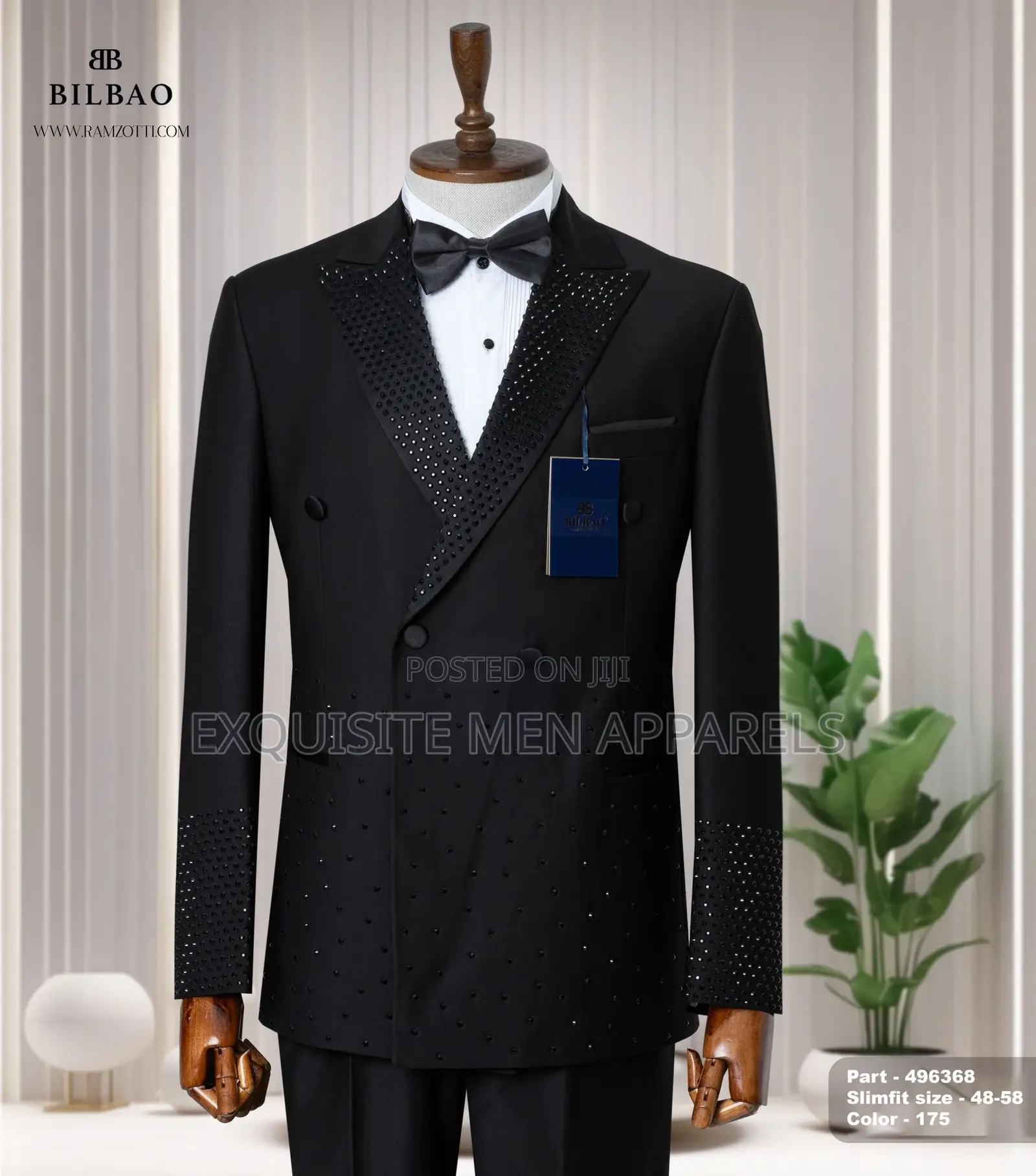 All Black Stone Turkish Tuxedo Men’S Suit