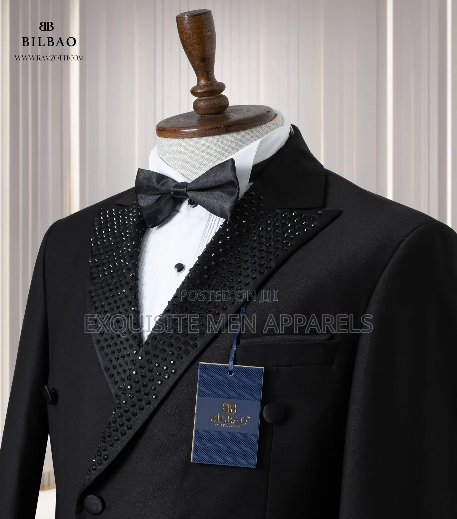 All Black Stone Turkish Tuxedo Men’S Suit