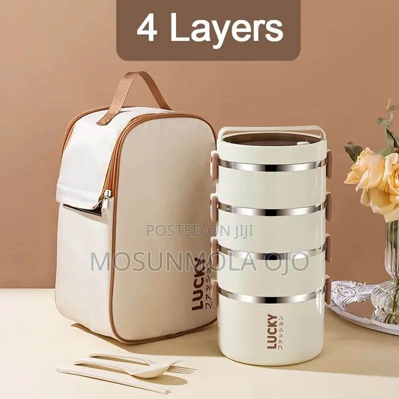 4 Layer Stainless Steel Lunch Boxes With Bags and Utensils